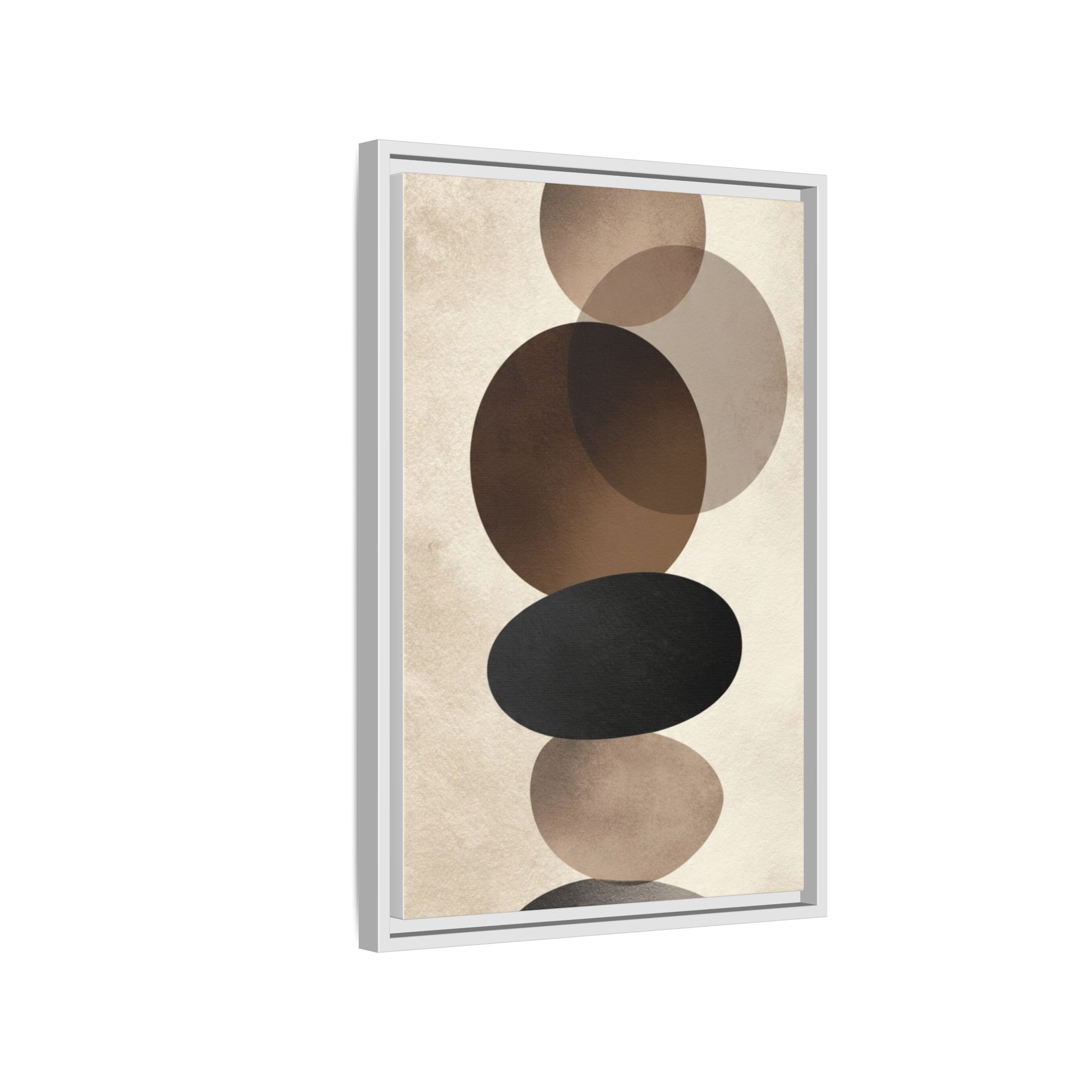 Framed Abstract Circles Matte Canvas Print — Neutral Mid-Century Wall Art - Image 190