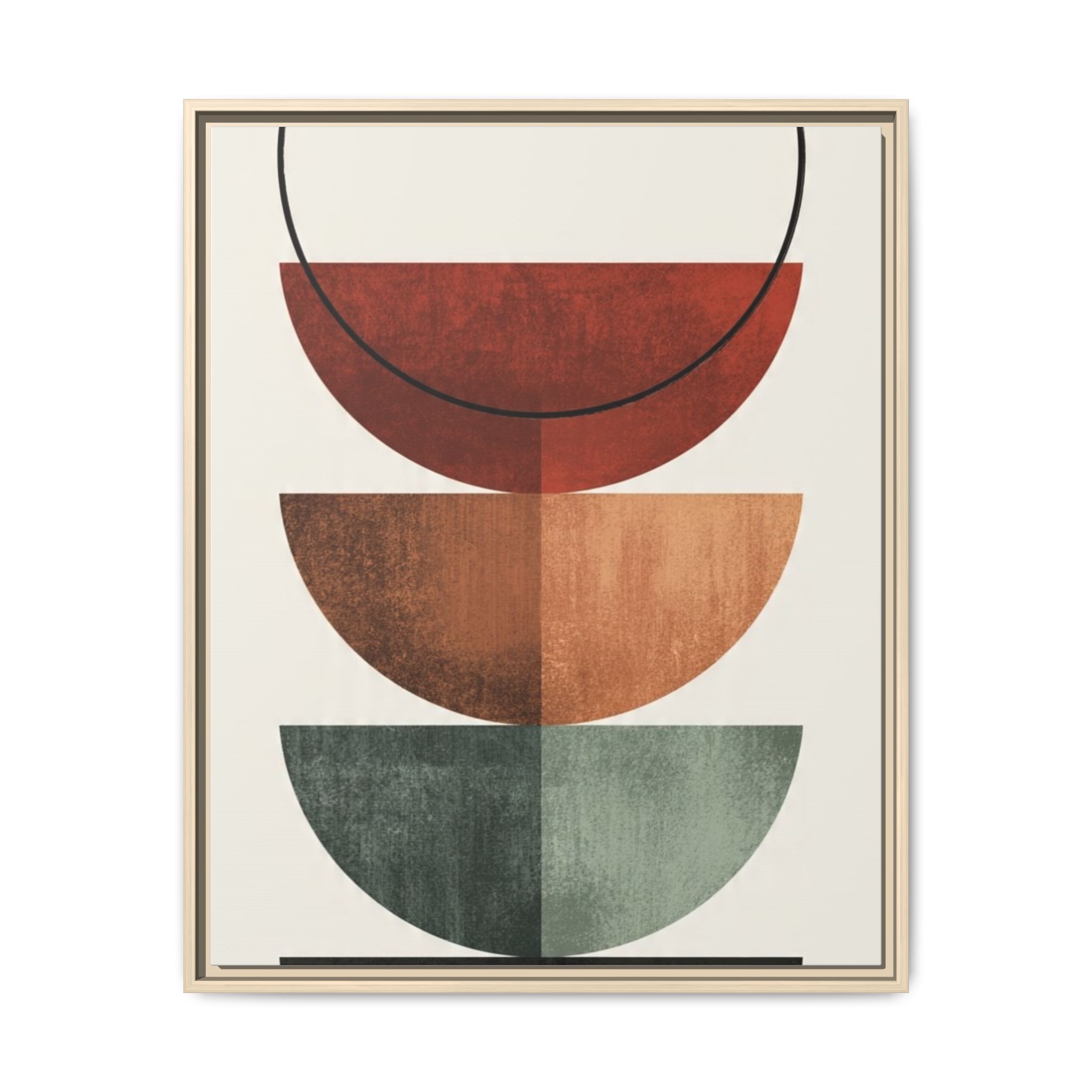 Abstract Stacked Semi-Circles Framed Canvas Wall Art — Mid-Century Modern Geometric Print - Image 181