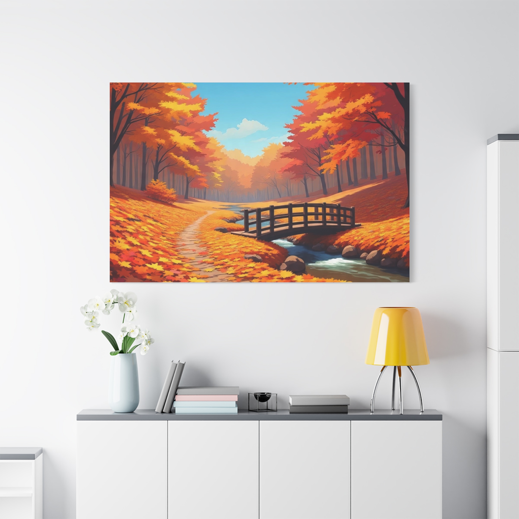 Autumn Forest Bridge Canvas - Image 2