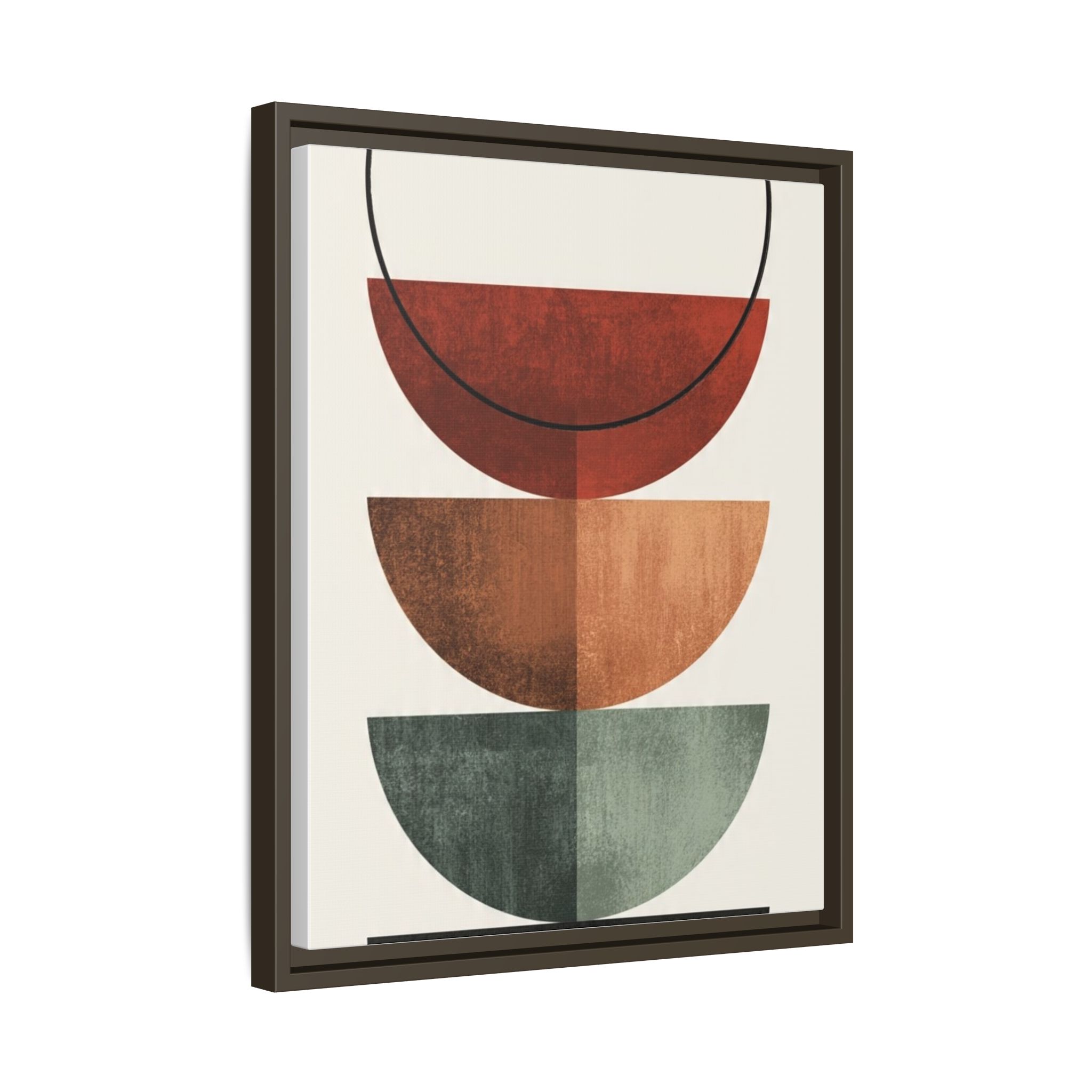 Abstract Stacked Semi-Circles Framed Canvas Wall Art — Mid-Century Modern Geometric Print - Image 170