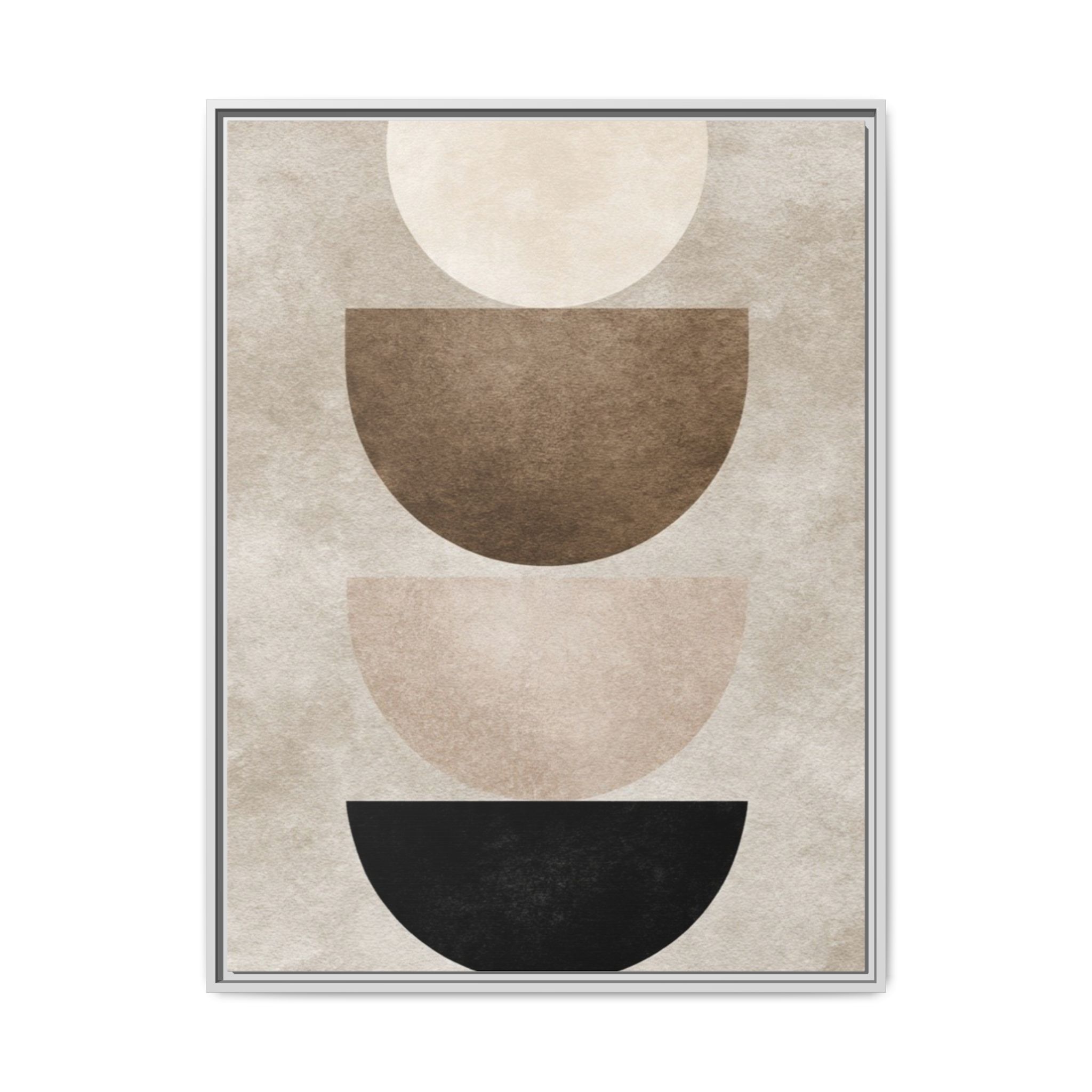 Abstract Neutral Geometric Canvas Print — Stacked Circles Framed Wall Art - Image 69