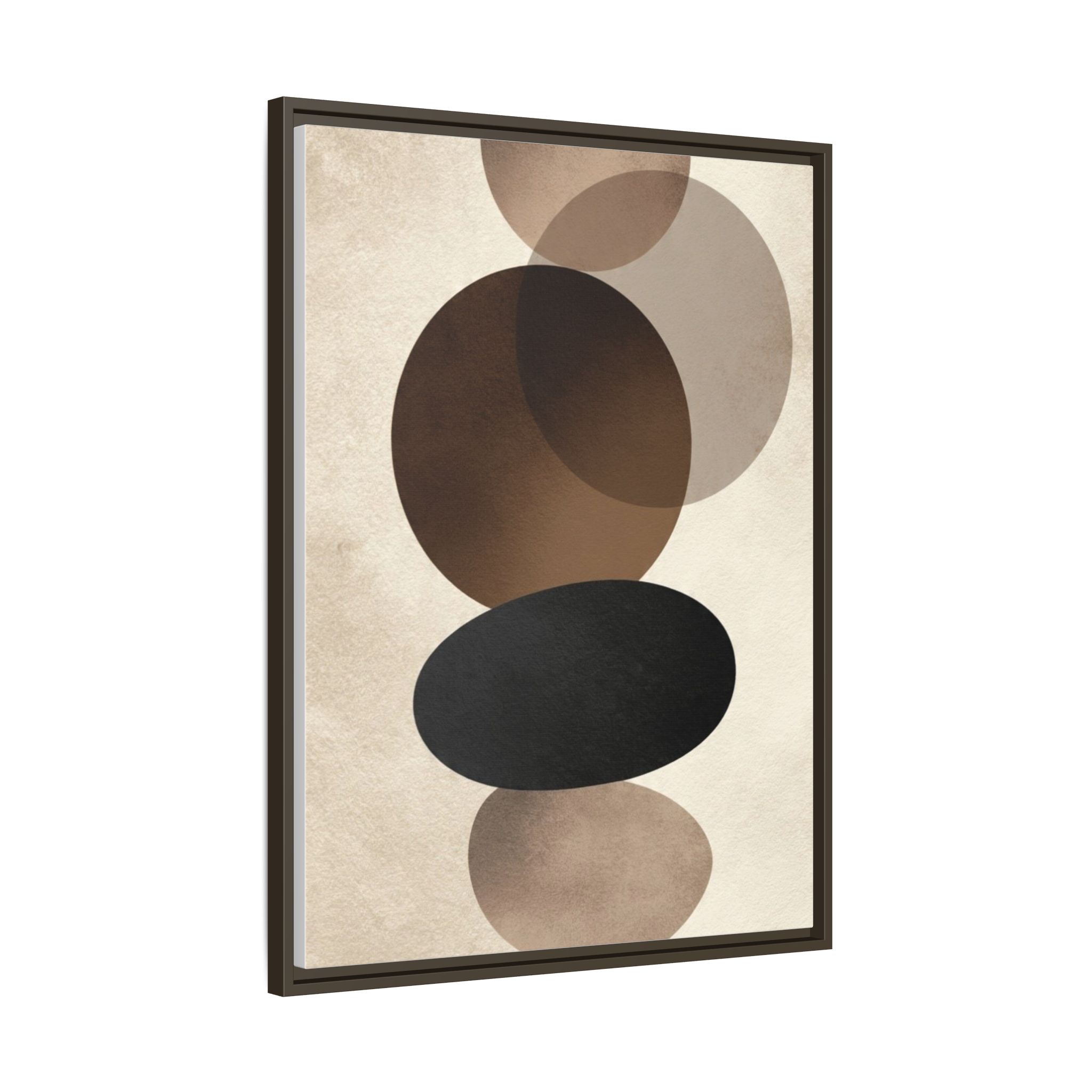 Framed Abstract Circles Matte Canvas Print — Neutral Mid-Century Wall Art - Image 150