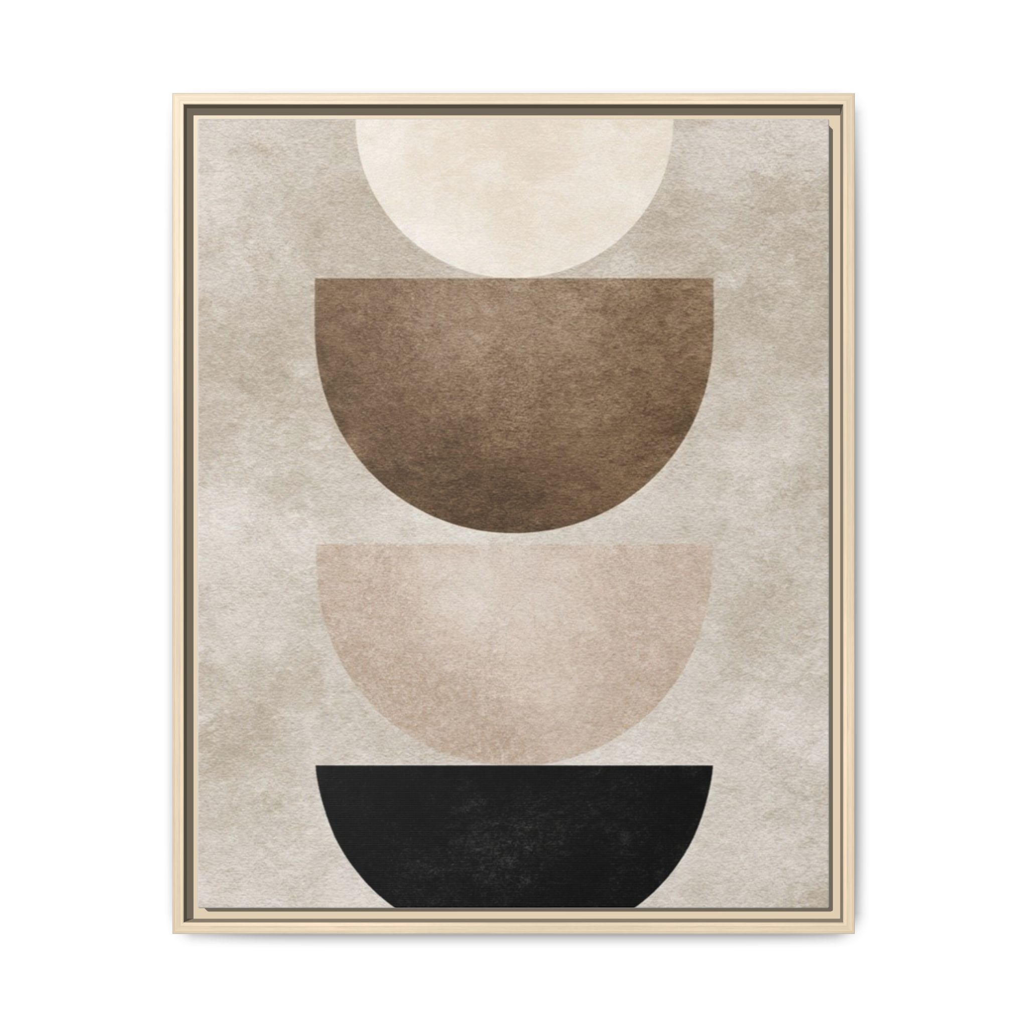 Abstract Neutral Geometric Canvas Print — Stacked Circles Framed Wall Art - Image 245