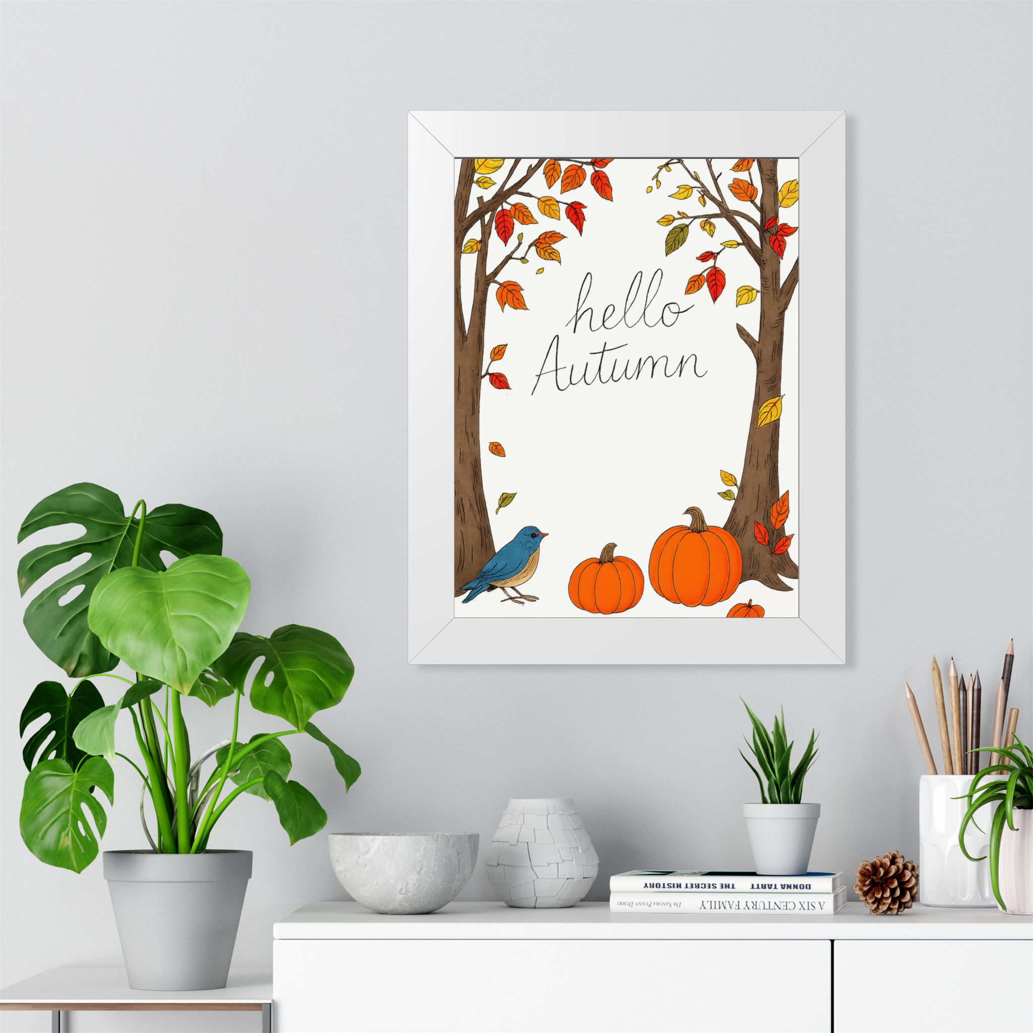 Hello Autumn Framed Poster — Fall Pumpkin & Tree Wall Art - Image 12