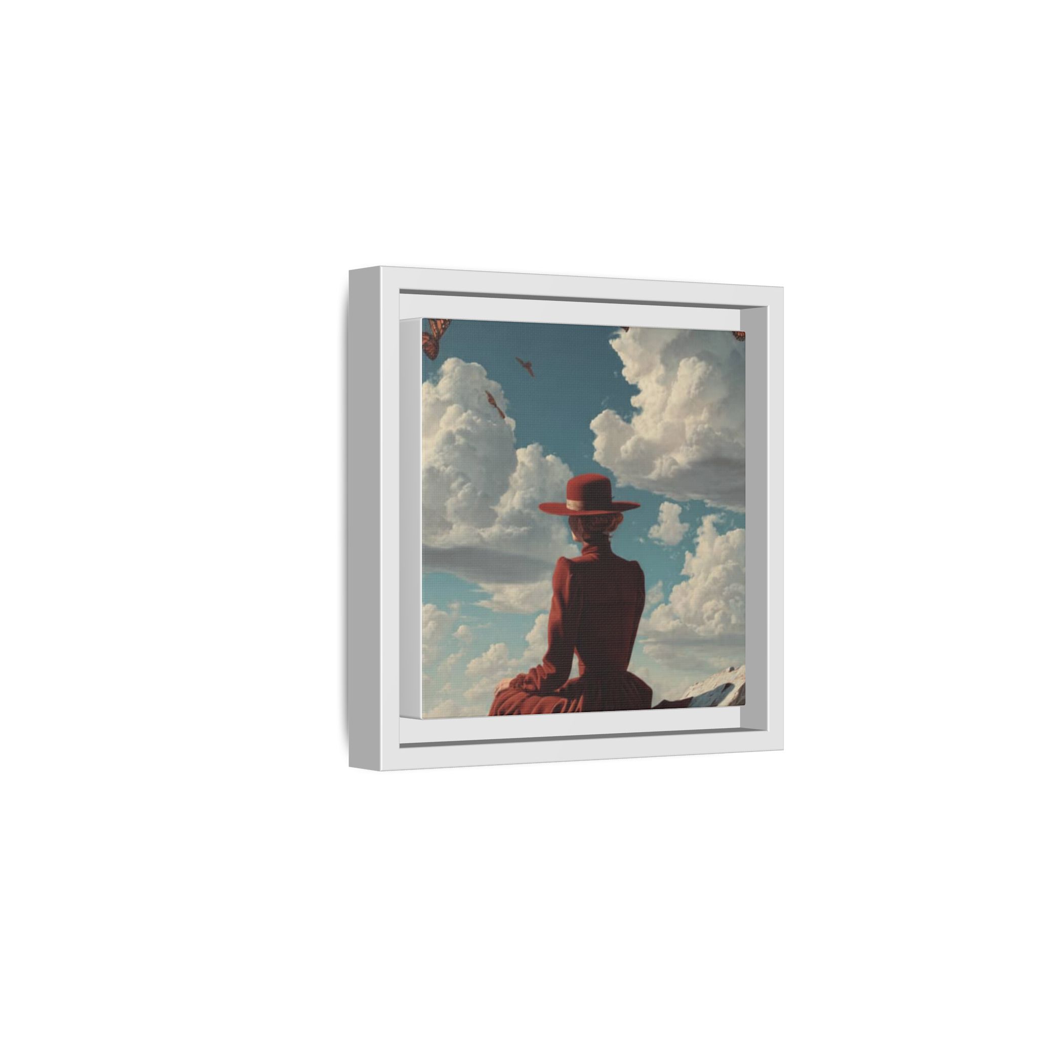 Framed Matte Canvas: Woman in Red Dress Sunset Sky Wall Art - Image 18