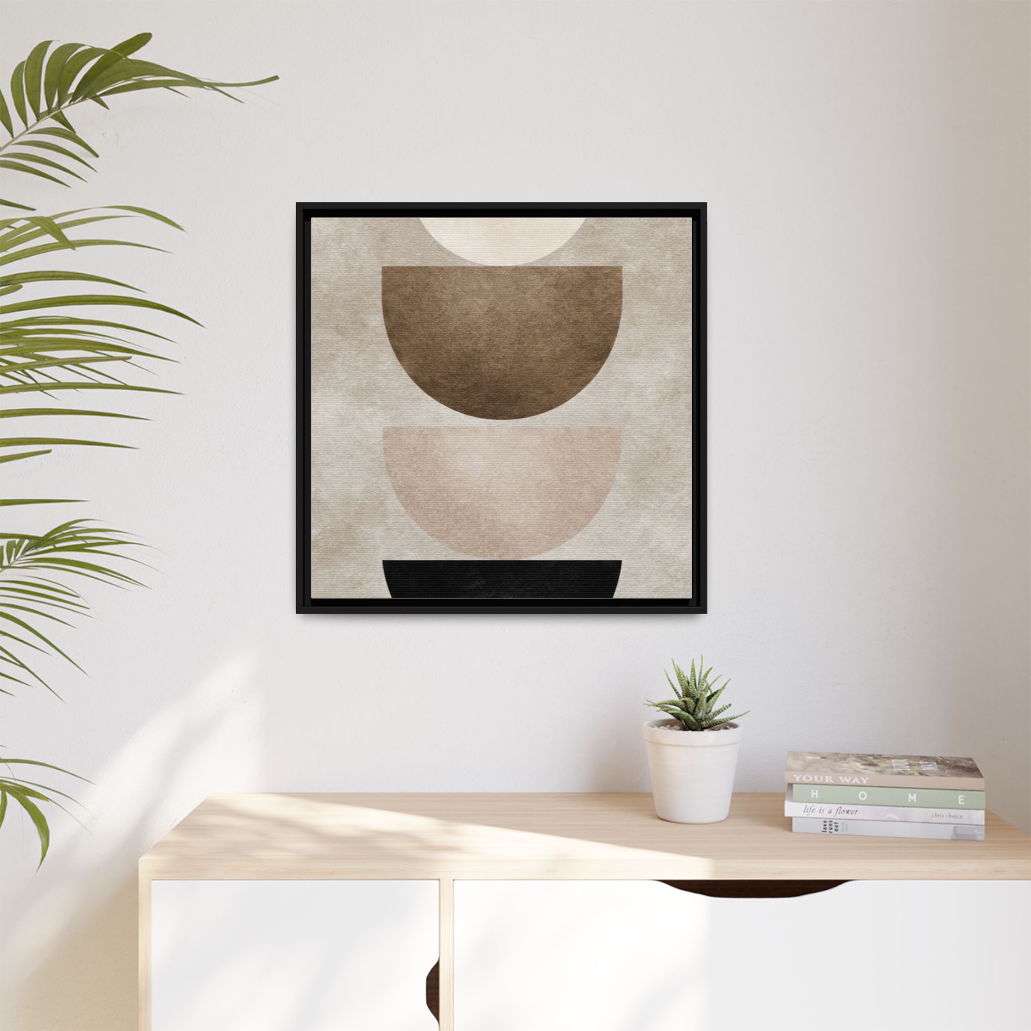 Abstract Neutral Geometric Canvas Print — Stacked Circles Framed Wall Art - Image 23