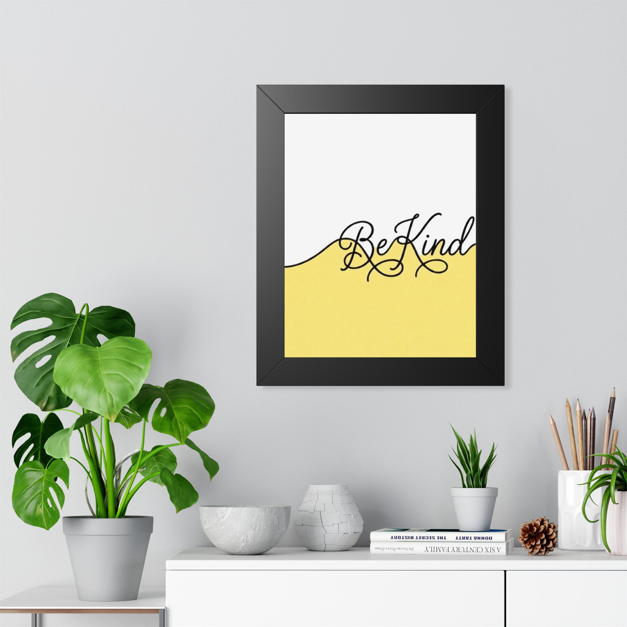 Be Kind Framed Poster — Yellow Inspirational Wall Art - Image 2