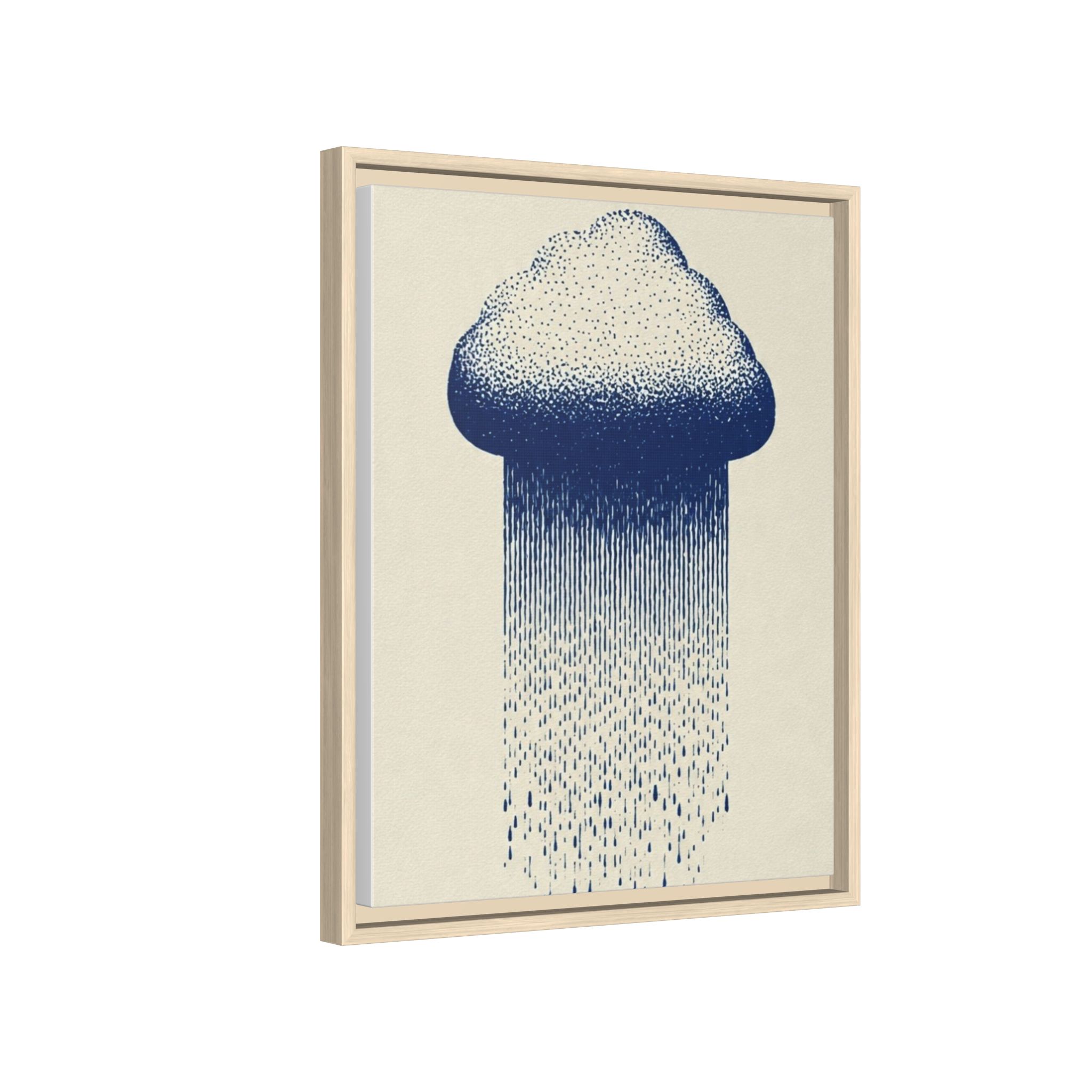 Framed Canvas Wall Art — Blue Rain Cloud Minimalist Print - Image 162