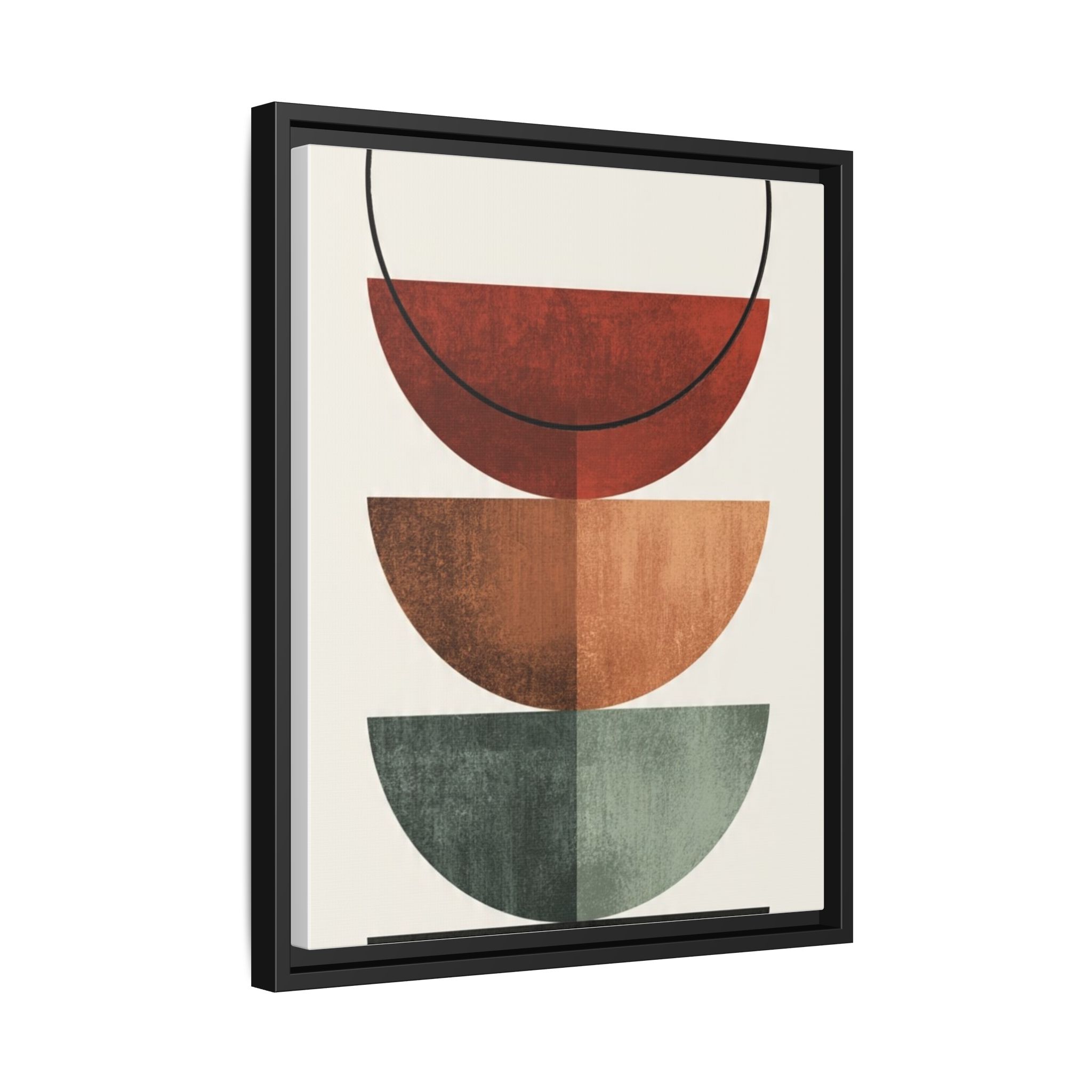 Abstract Stacked Semi-Circles Framed Canvas Wall Art — Mid-Century Modern Geometric Print - Image 174