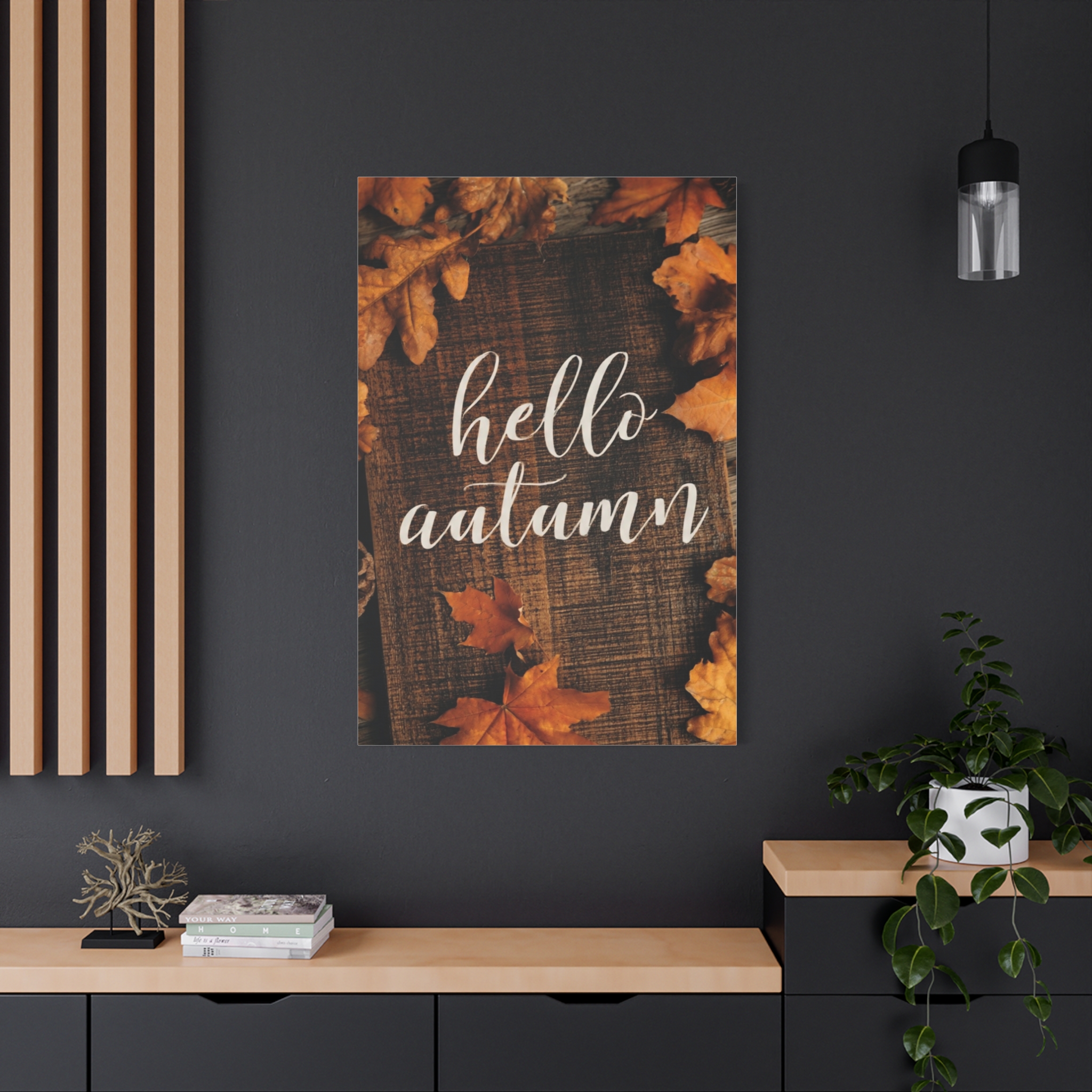Hello Autumn Canvas Wall Art – Rustic Fall Leaf Home Decor - Image 11