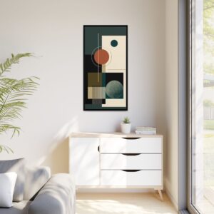 Framed Abstract Geometric Canvas Print — Modern Mid-Century Wall Art