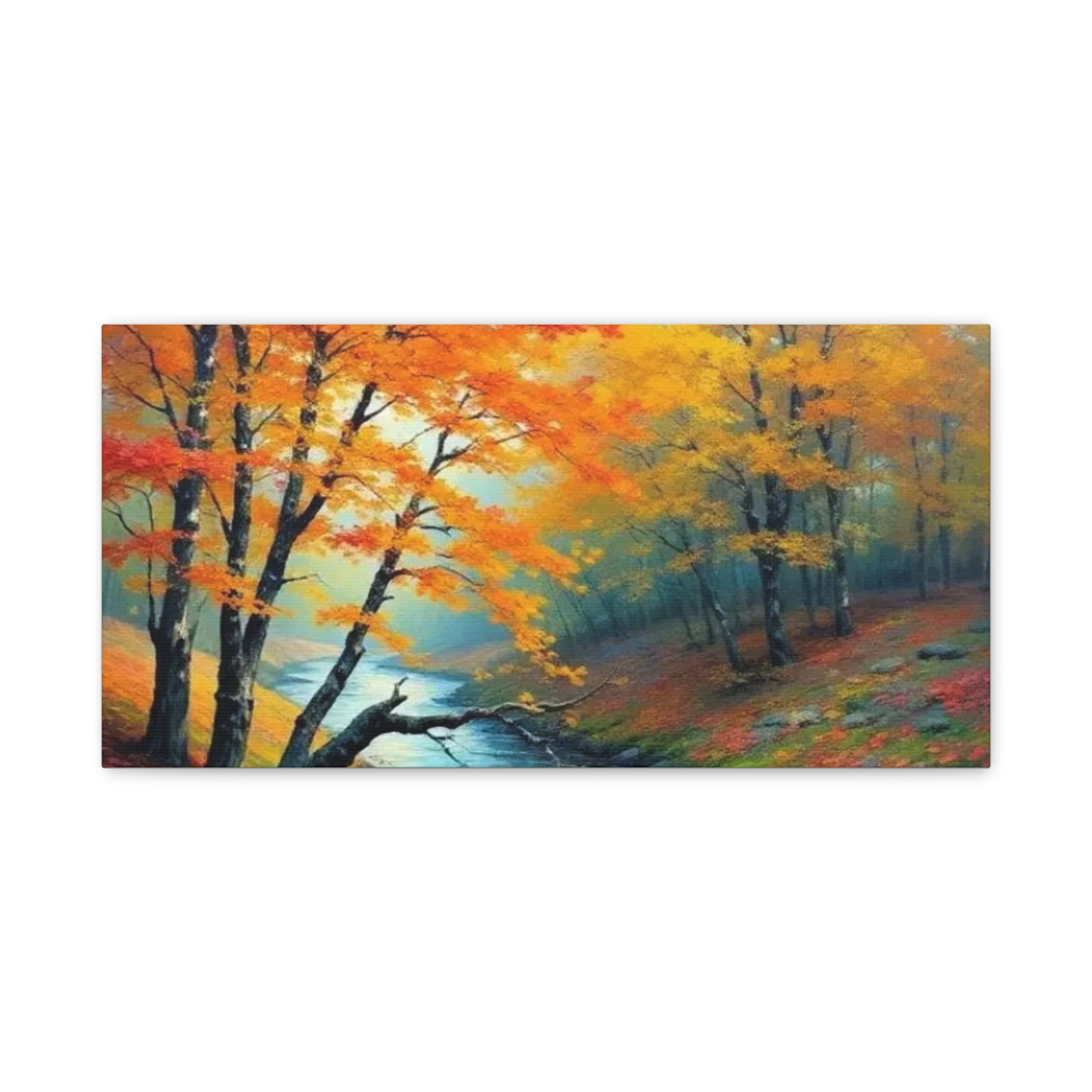 Autumn River Canvas Wall Art — Stretched Matte Fall Landscape - Image 4