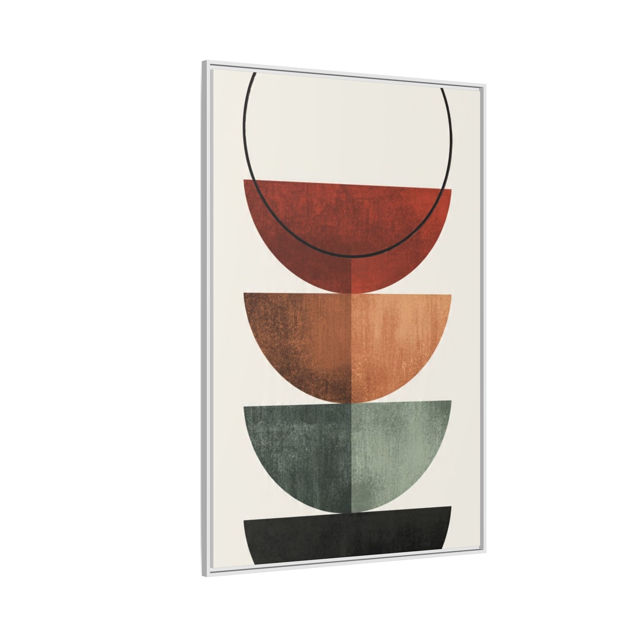 Abstract Stacked Semi-Circles Framed Canvas Wall Art — Mid-Century Modern Geometric Print - Image 54