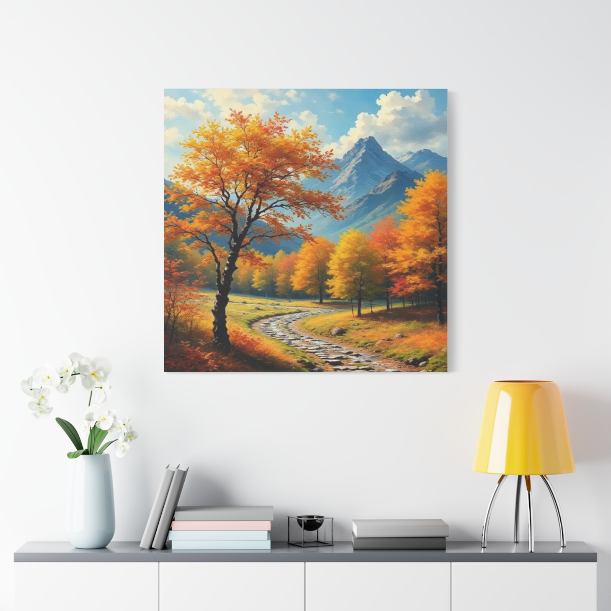 Autumn Mountain Path Canvas Print — Fall Landscape Wall Art