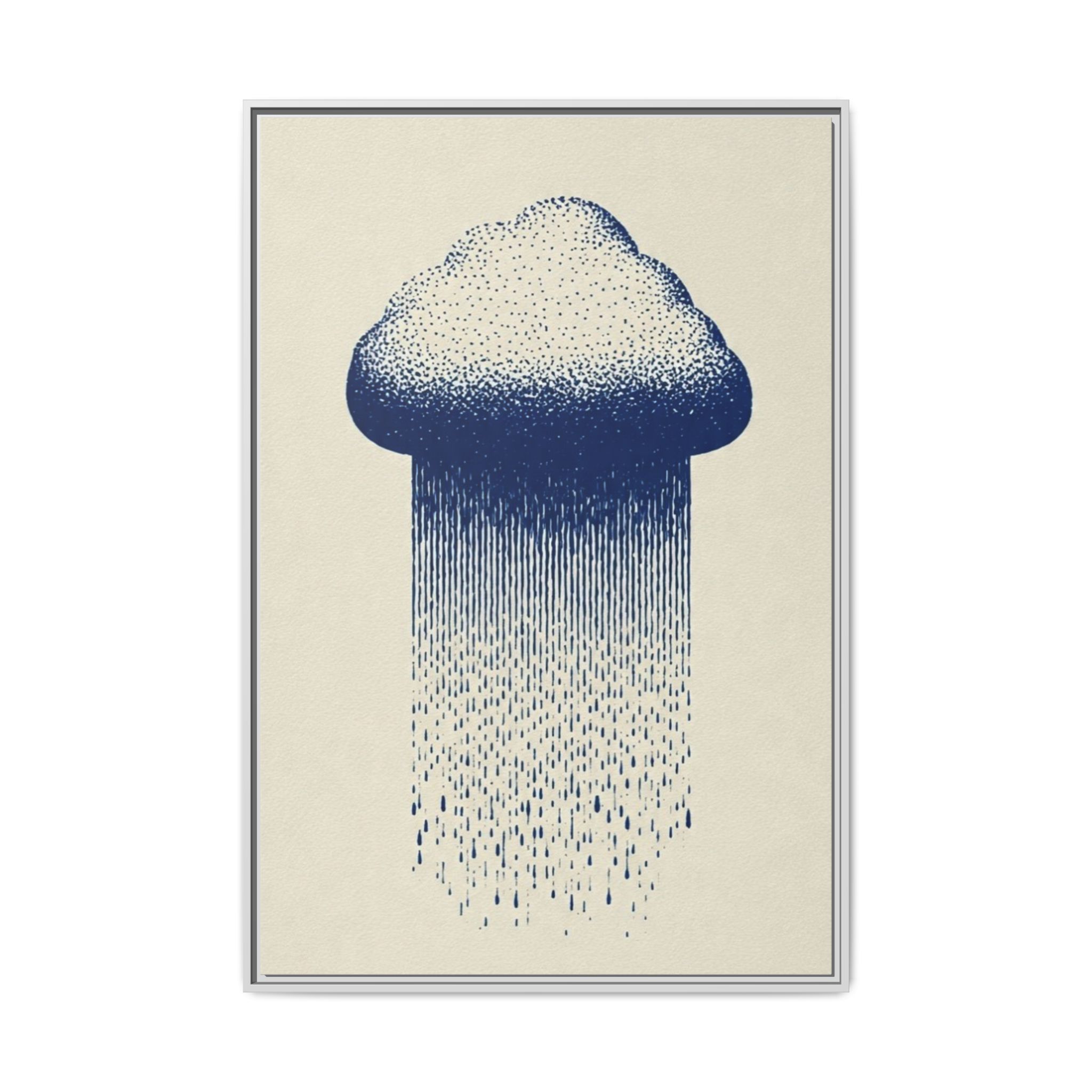 Framed Canvas Wall Art — Blue Rain Cloud Minimalist Print - Image 101