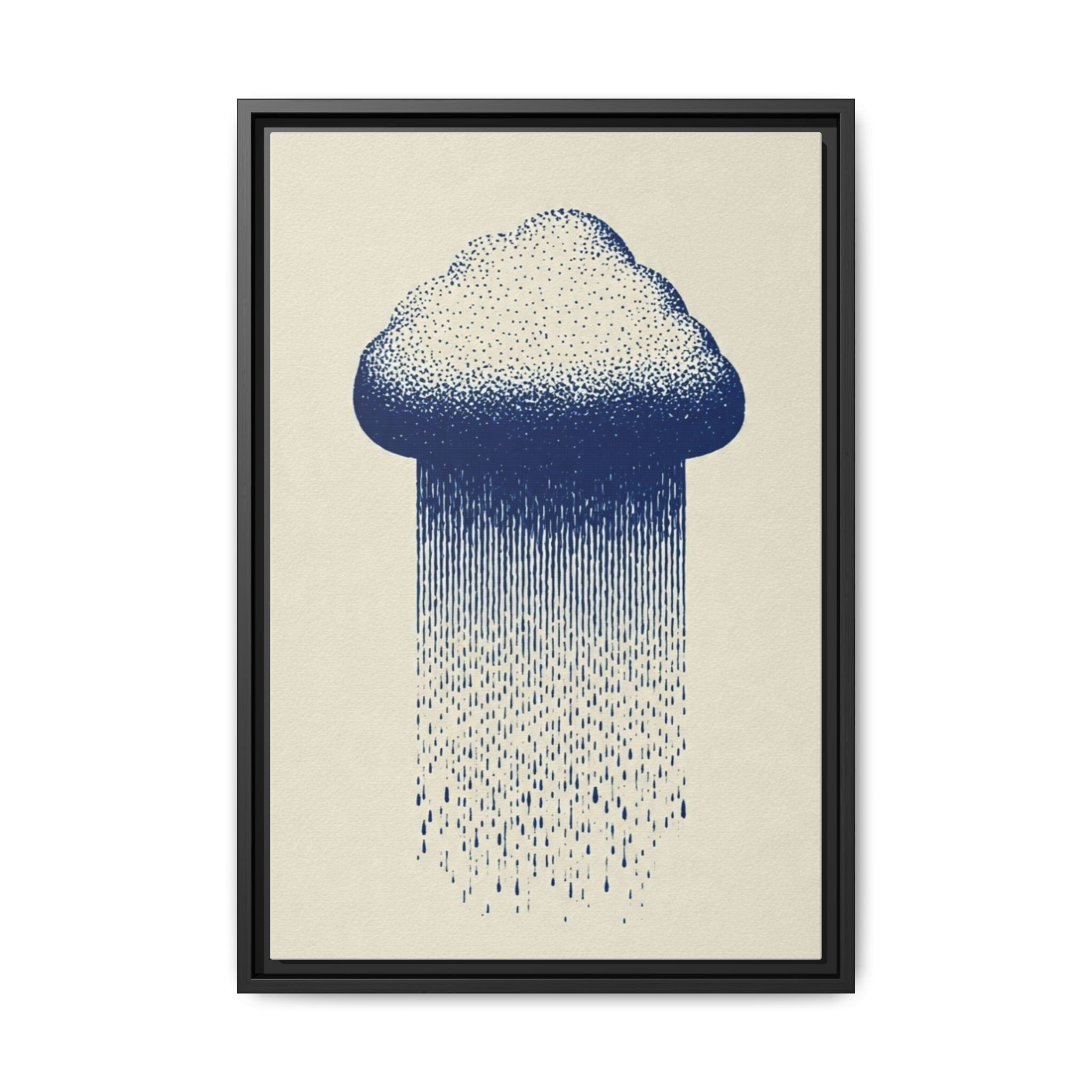 Framed Canvas Wall Art — Blue Rain Cloud Minimalist Print - Image 225