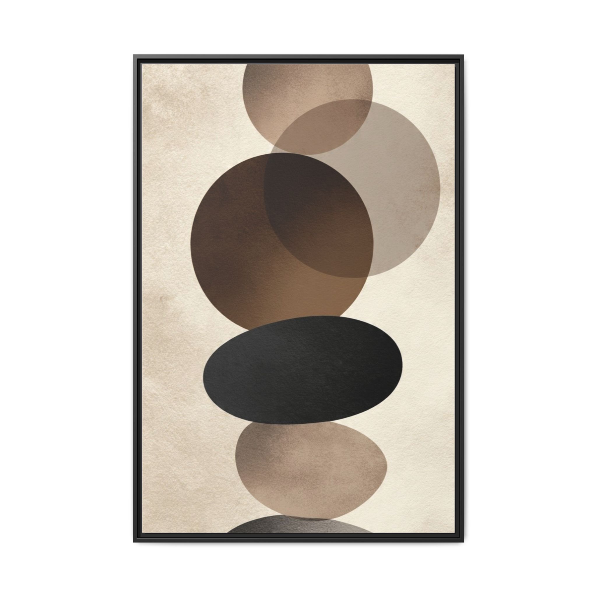 Framed Abstract Circles Matte Canvas Print — Neutral Mid-Century Wall Art - Image 97