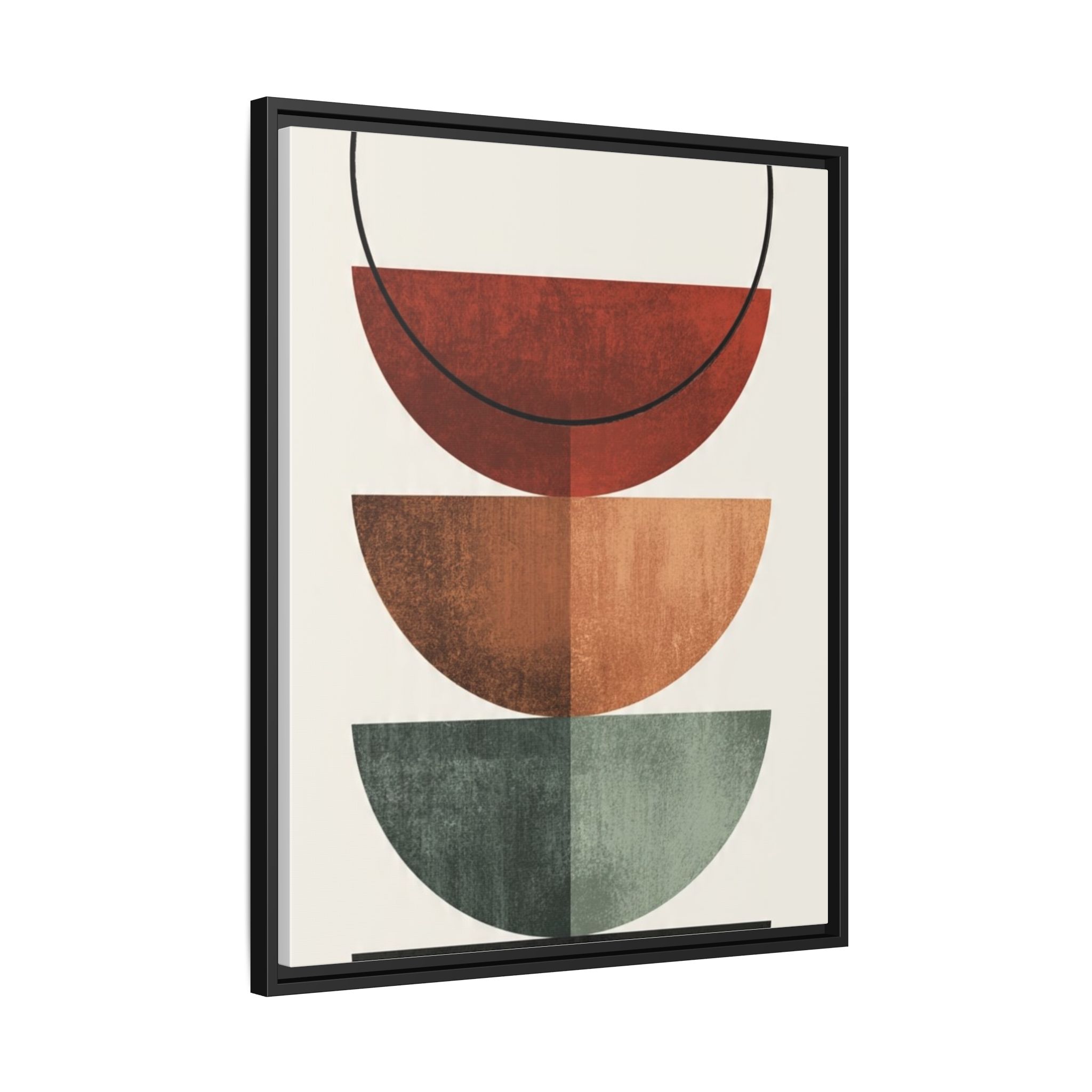 Abstract Stacked Semi-Circles Framed Canvas Wall Art — Mid-Century Modern Geometric Print - Image 178