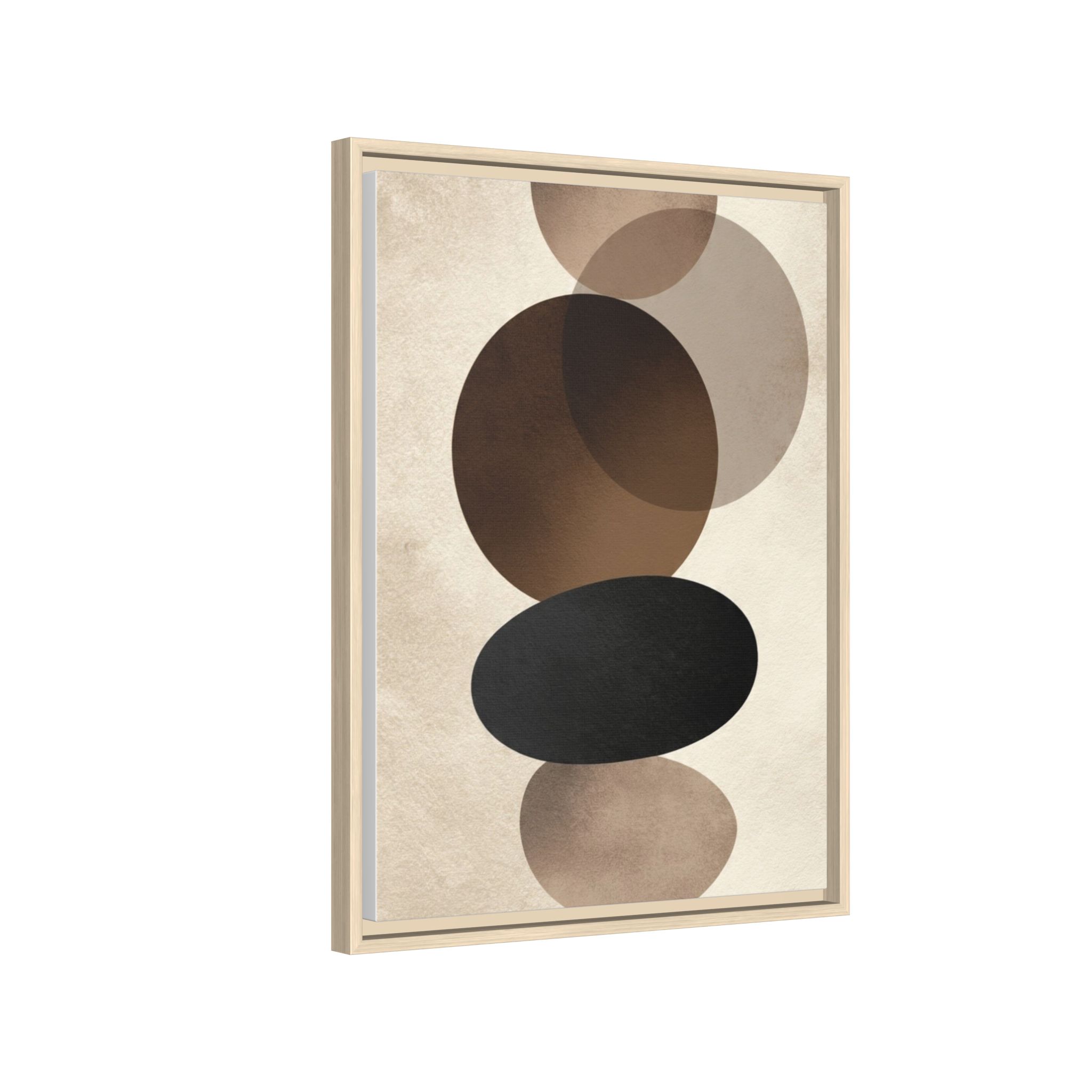 Framed Abstract Circles Matte Canvas Print — Neutral Mid-Century Wall Art - Image 210