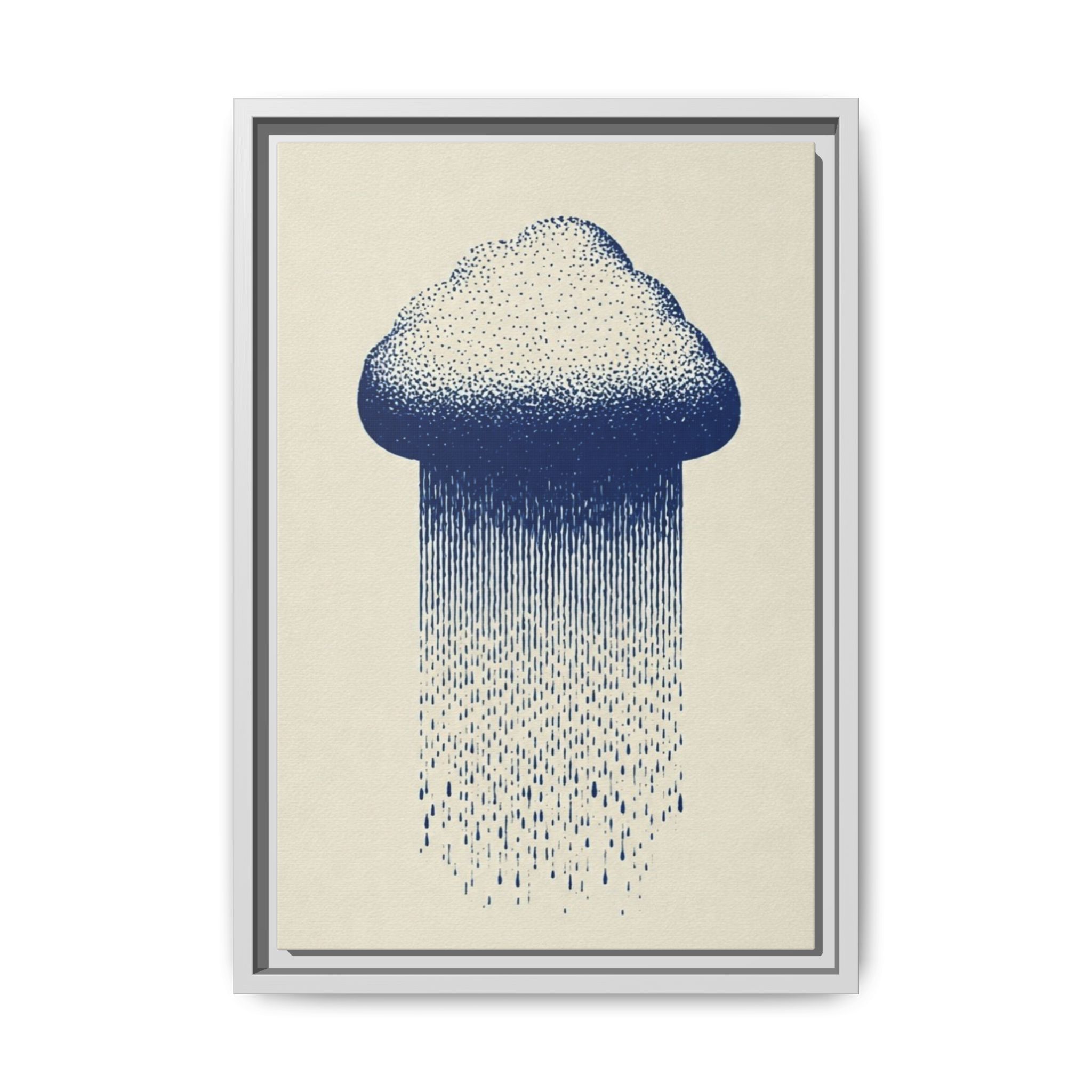 Framed Canvas Wall Art — Blue Rain Cloud Minimalist Print - Image 121