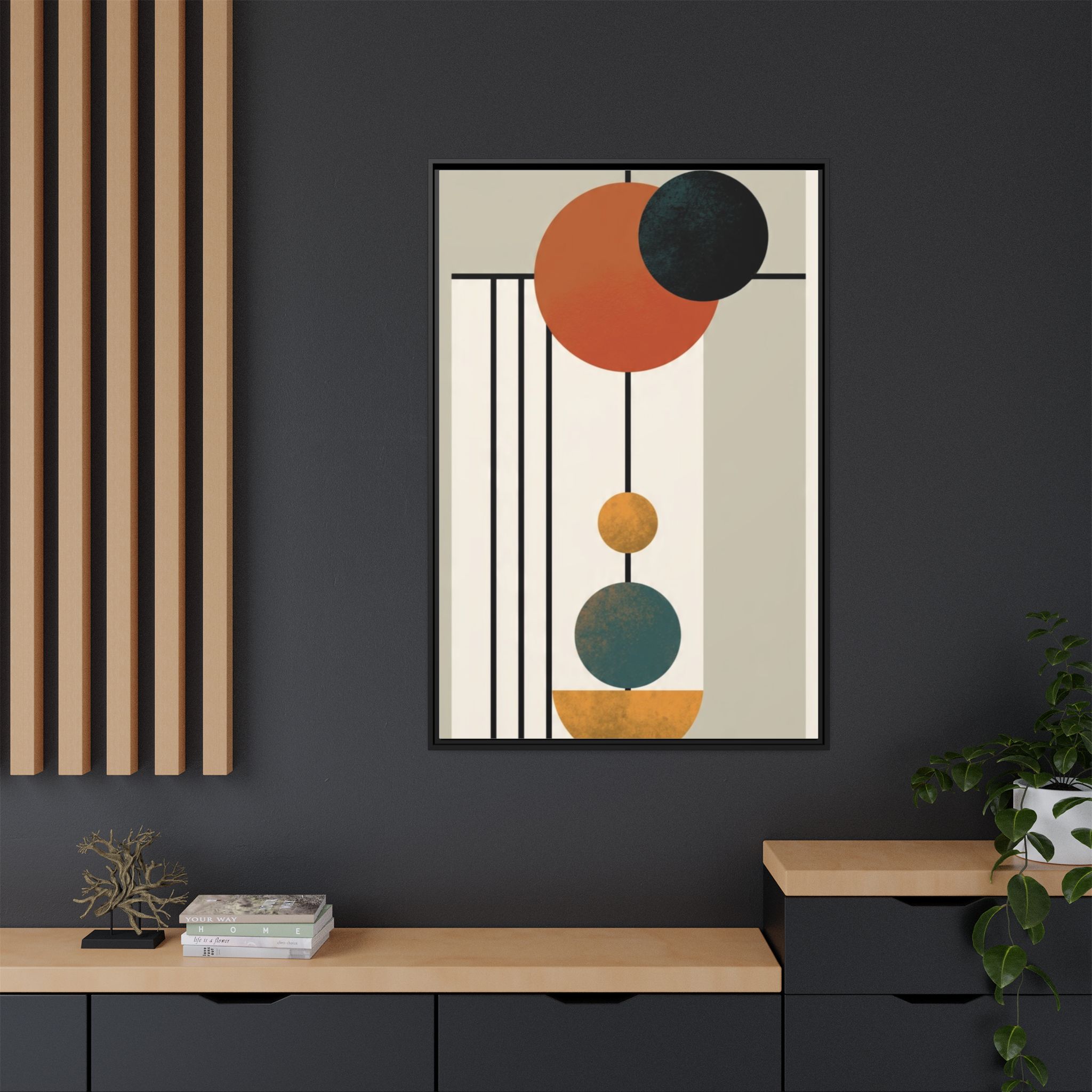 Abstract Geometric Wall Art Print — Matte Framed Canvas - Image 100