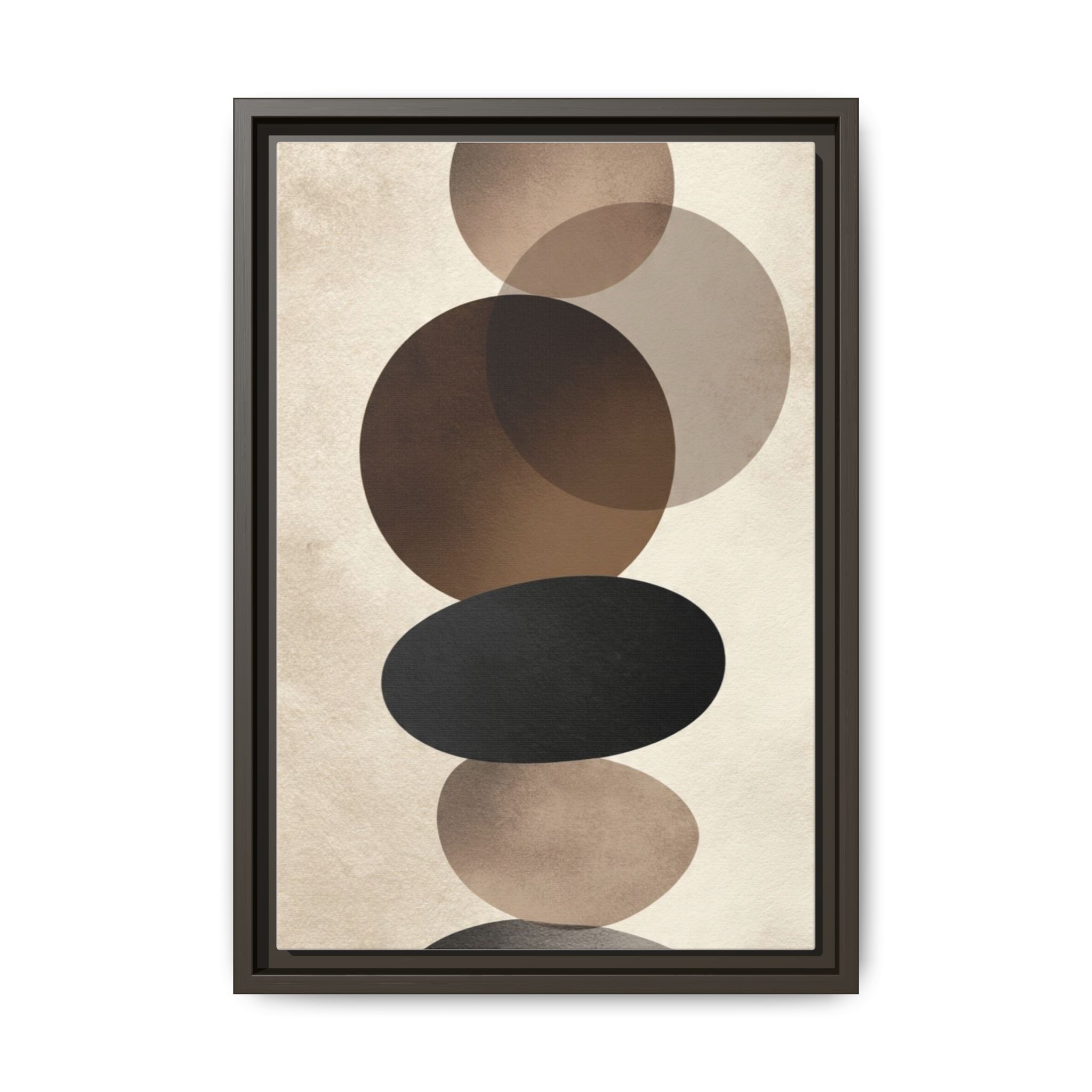 Framed Abstract Circles Matte Canvas Print — Neutral Mid-Century Wall Art - Image 113
