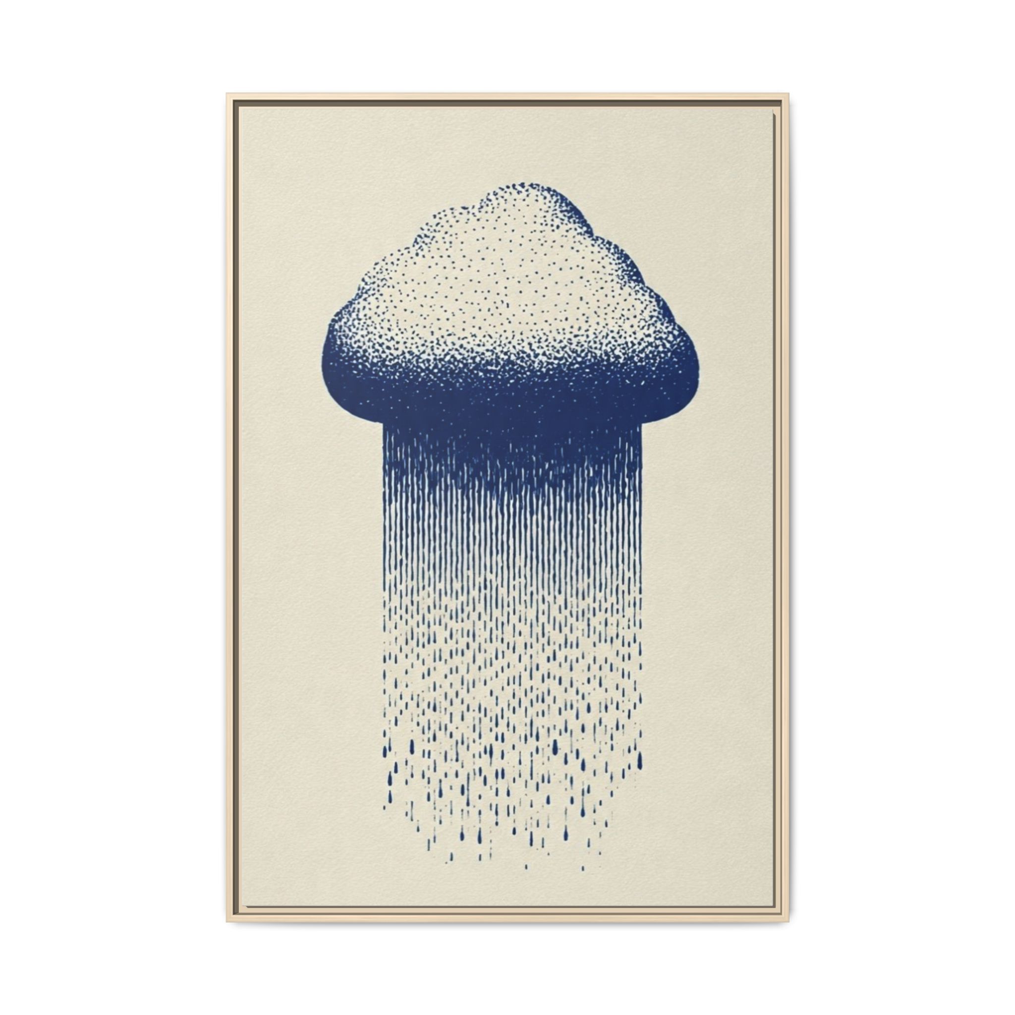 Framed Canvas Wall Art — Blue Rain Cloud Minimalist Print - Image 105