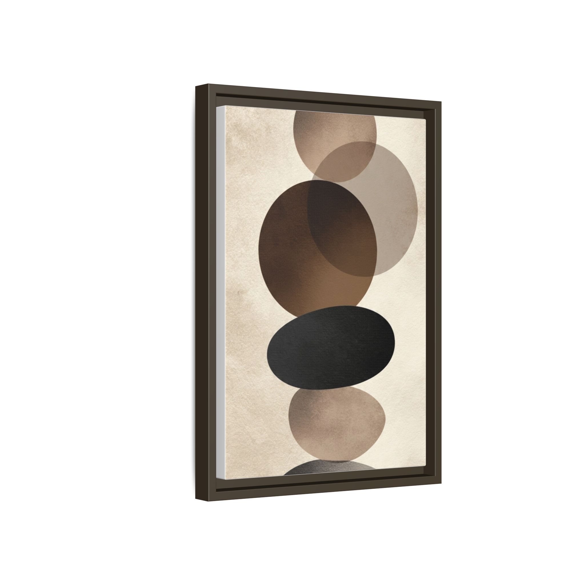 Framed Abstract Circles Matte Canvas Print — Neutral Mid-Century Wall Art - Image 114