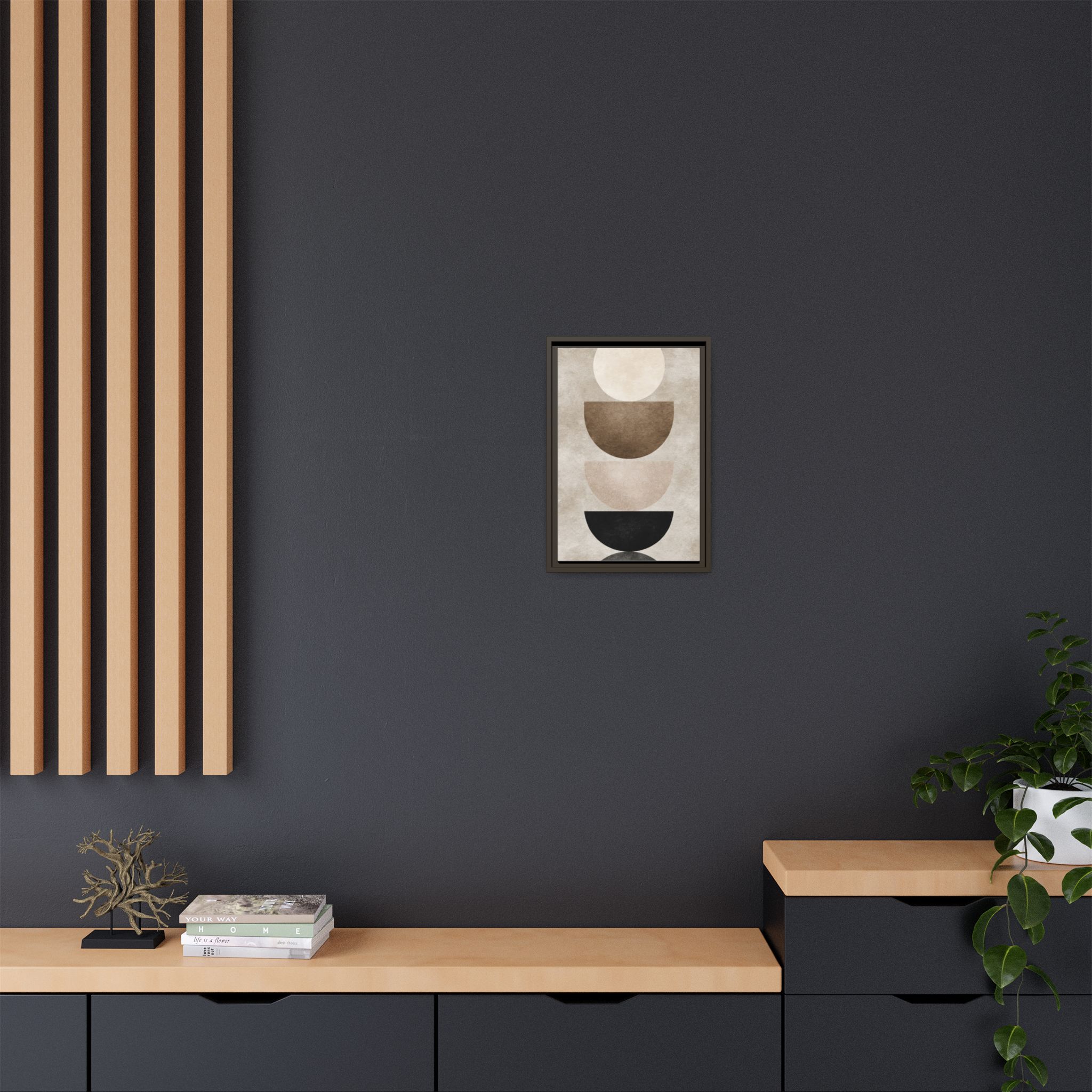 Abstract Neutral Geometric Canvas Print — Stacked Circles Framed Wall Art - Image 164