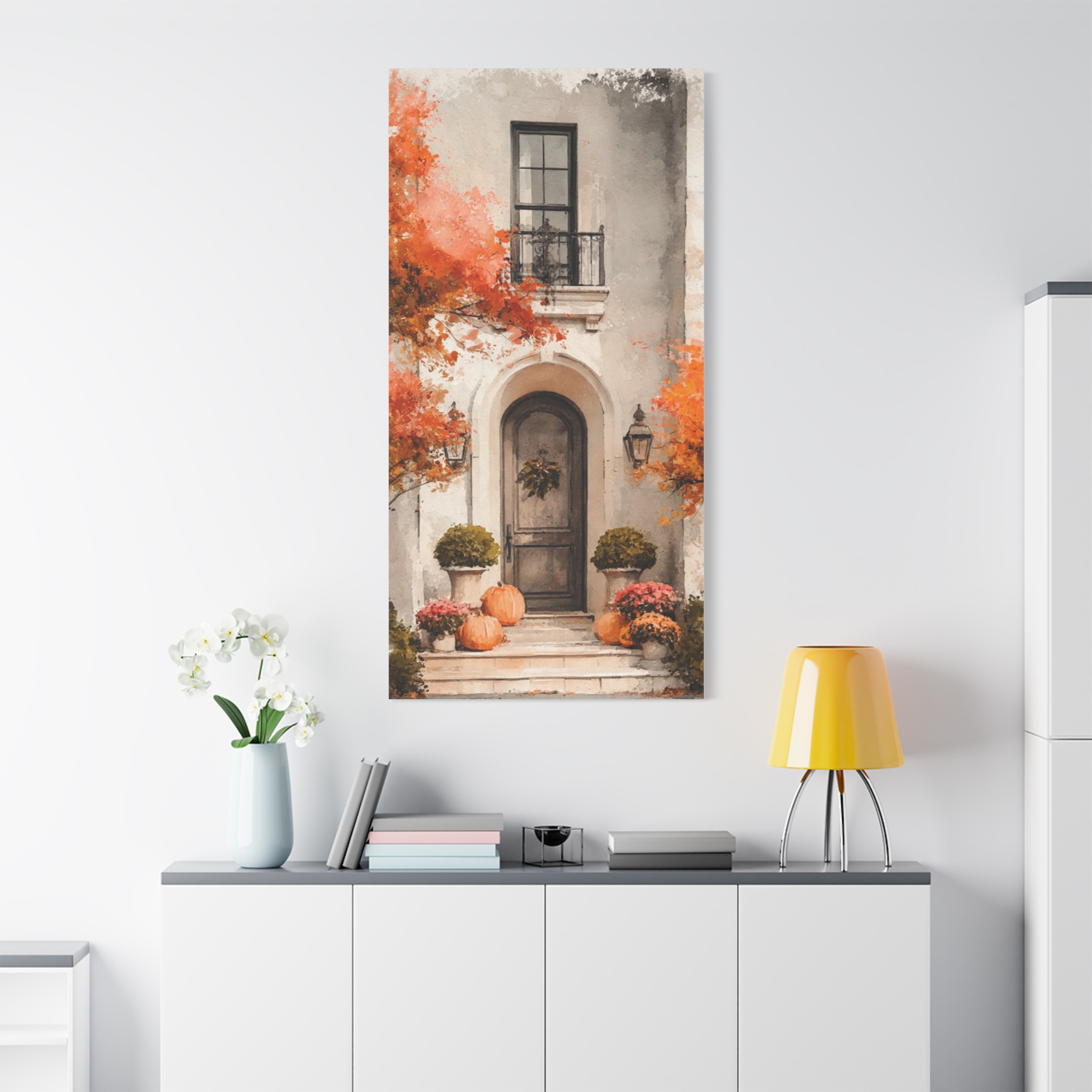 Autumn Doorway Canvas Wall Art — Stretched Matte Fall Entryway Print