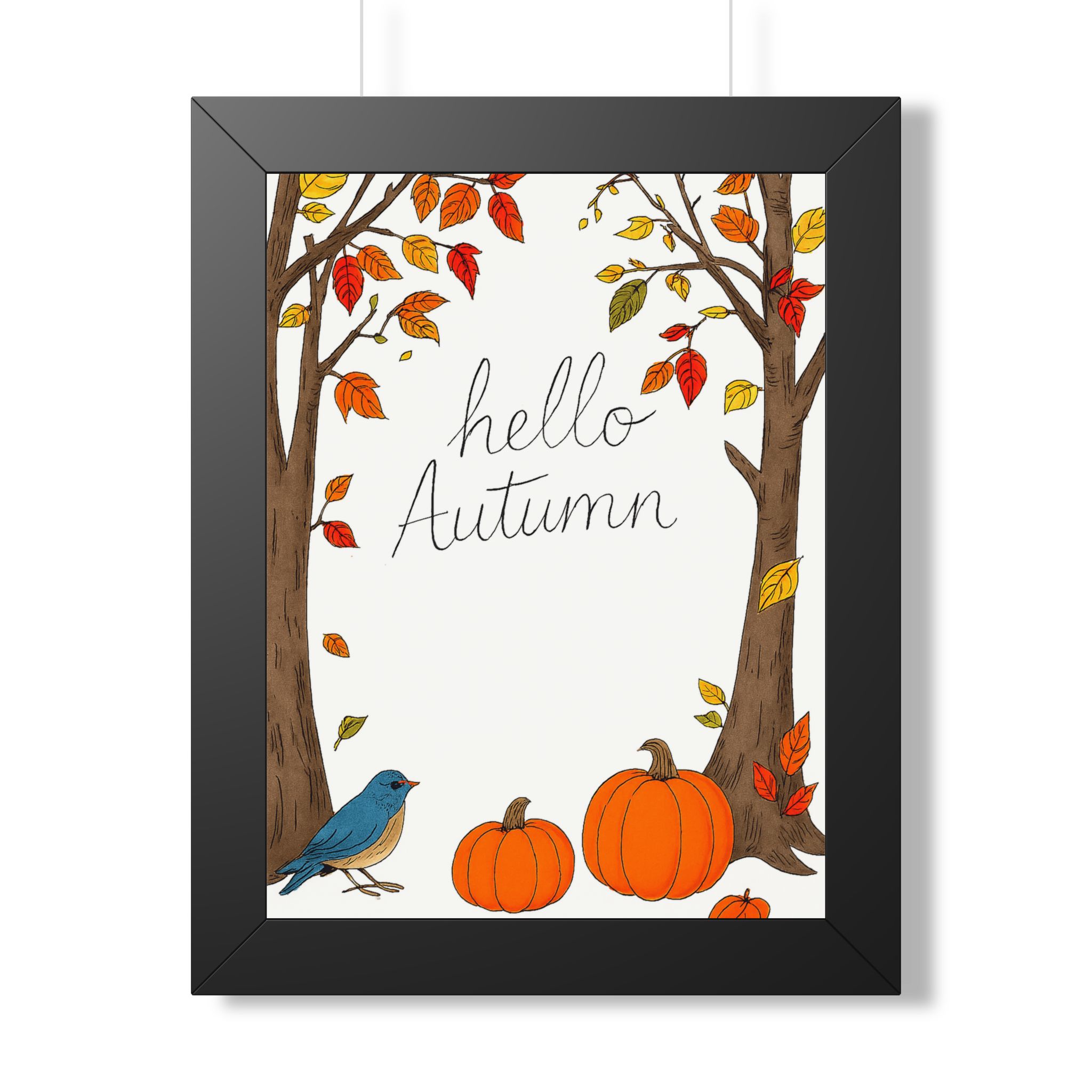 Hello Autumn Framed Poster — Fall Pumpkin & Tree Wall Art - Image 4