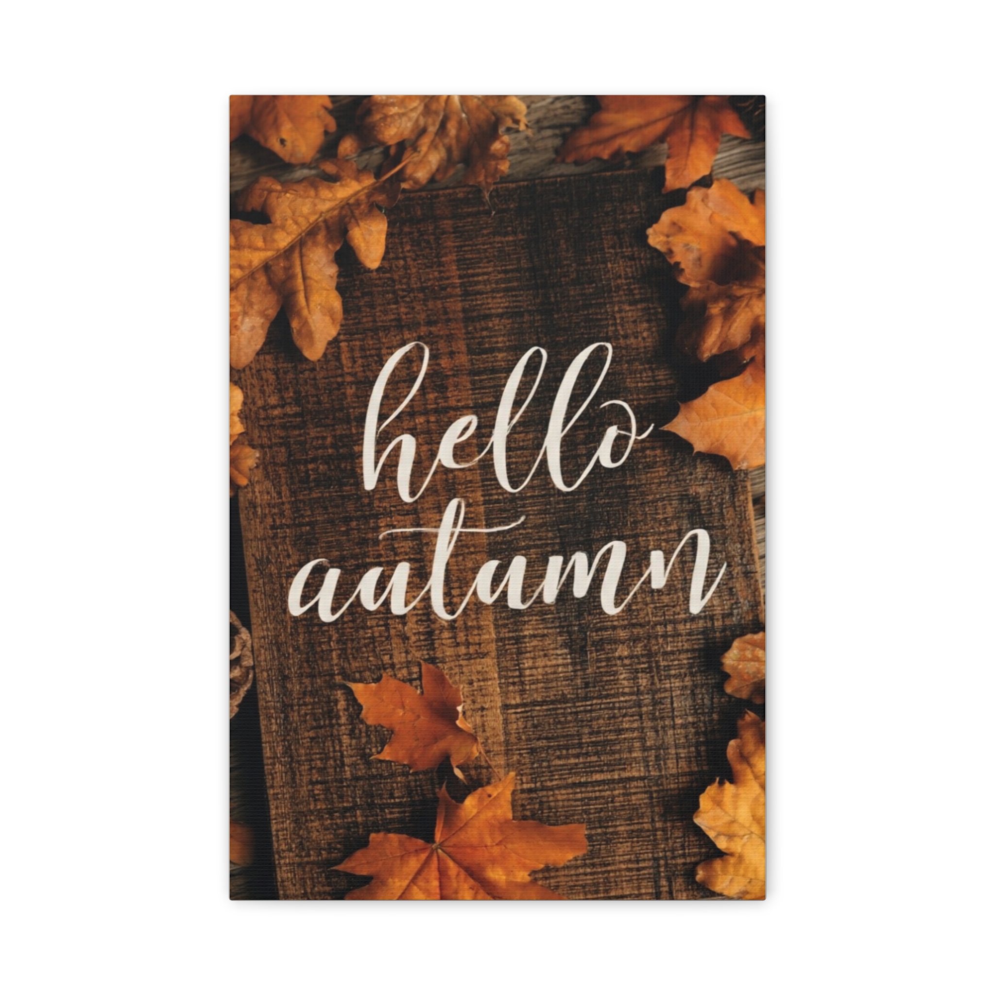 Hello Autumn Canvas Wall Art – Rustic Fall Leaf Home Decor - Image 4