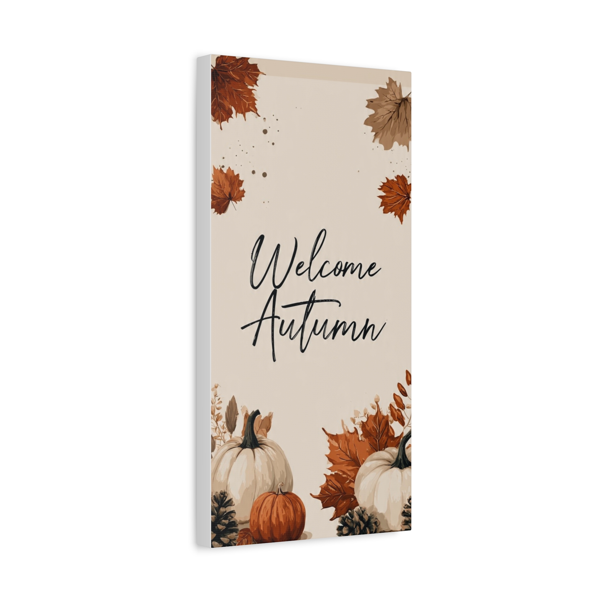 Welcome Autumn Canvas Wall Art — Fall Leaves Pumpkin Neutral Seasonal Decor - Image 6