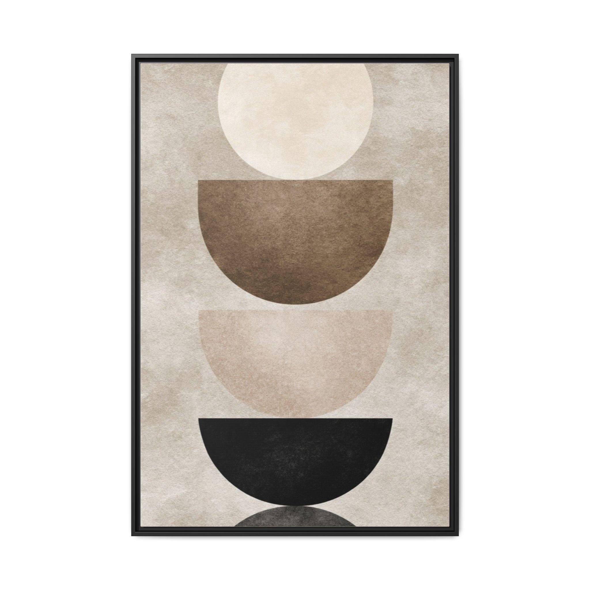 Abstract Neutral Geometric Canvas Print — Stacked Circles Framed Wall Art - Image 145