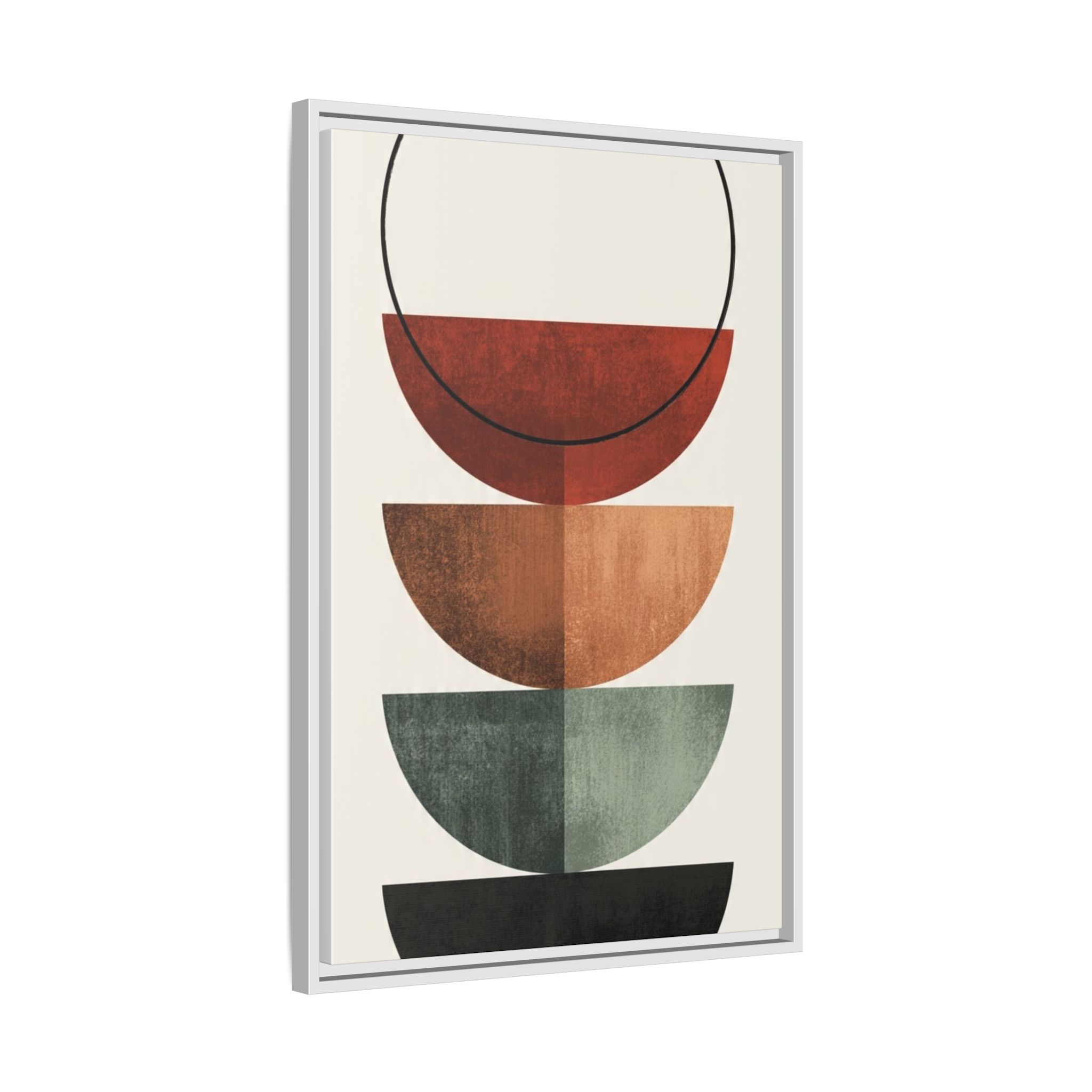 Abstract Stacked Semi-Circles Framed Canvas Wall Art — Mid-Century Modern Geometric Print - Image 138