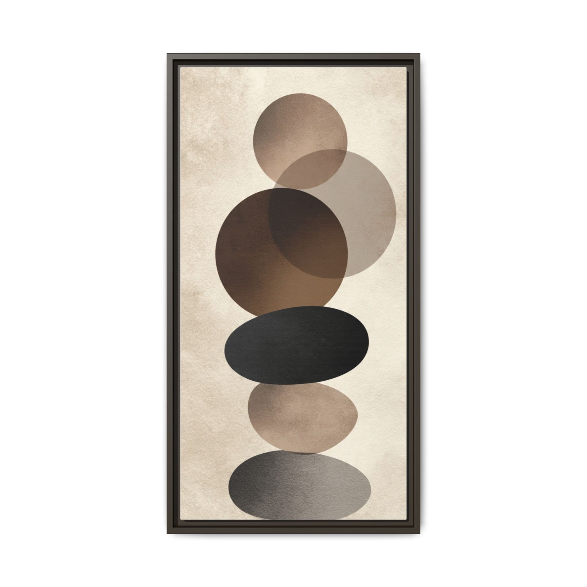 Framed Abstract Circles Matte Canvas Print — Neutral Mid-Century Wall Art - Image 173