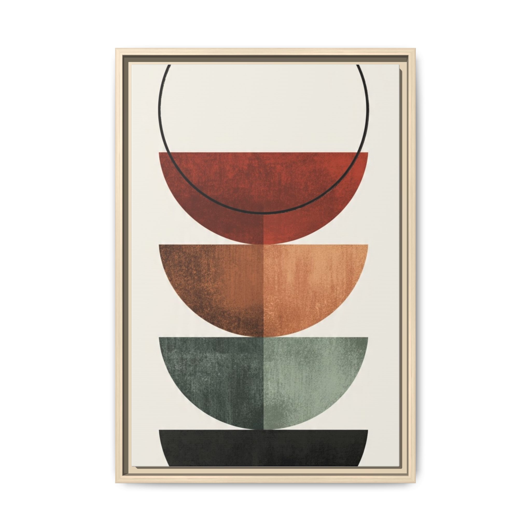 Abstract Stacked Semi-Circles Framed Canvas Wall Art — Mid-Century Modern Geometric Print - Image 249
