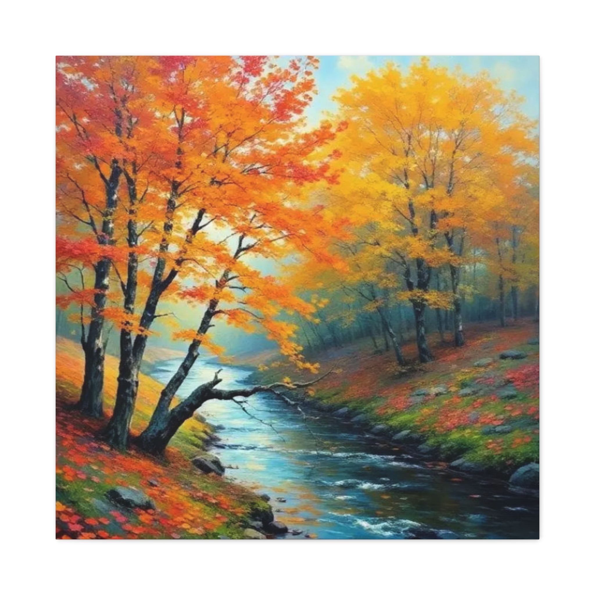 Autumn River Canvas Wall Art — Stretched Matte Fall Landscape - Image 3