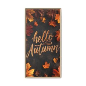 Hello Autumn Framed Canvas Print — Fall Leaves Wall Art