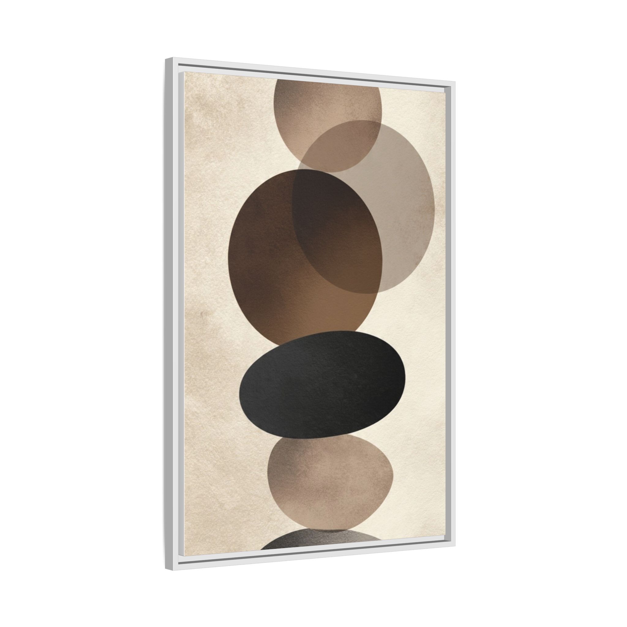 Framed Abstract Circles Matte Canvas Print — Neutral Mid-Century Wall Art - Image 206