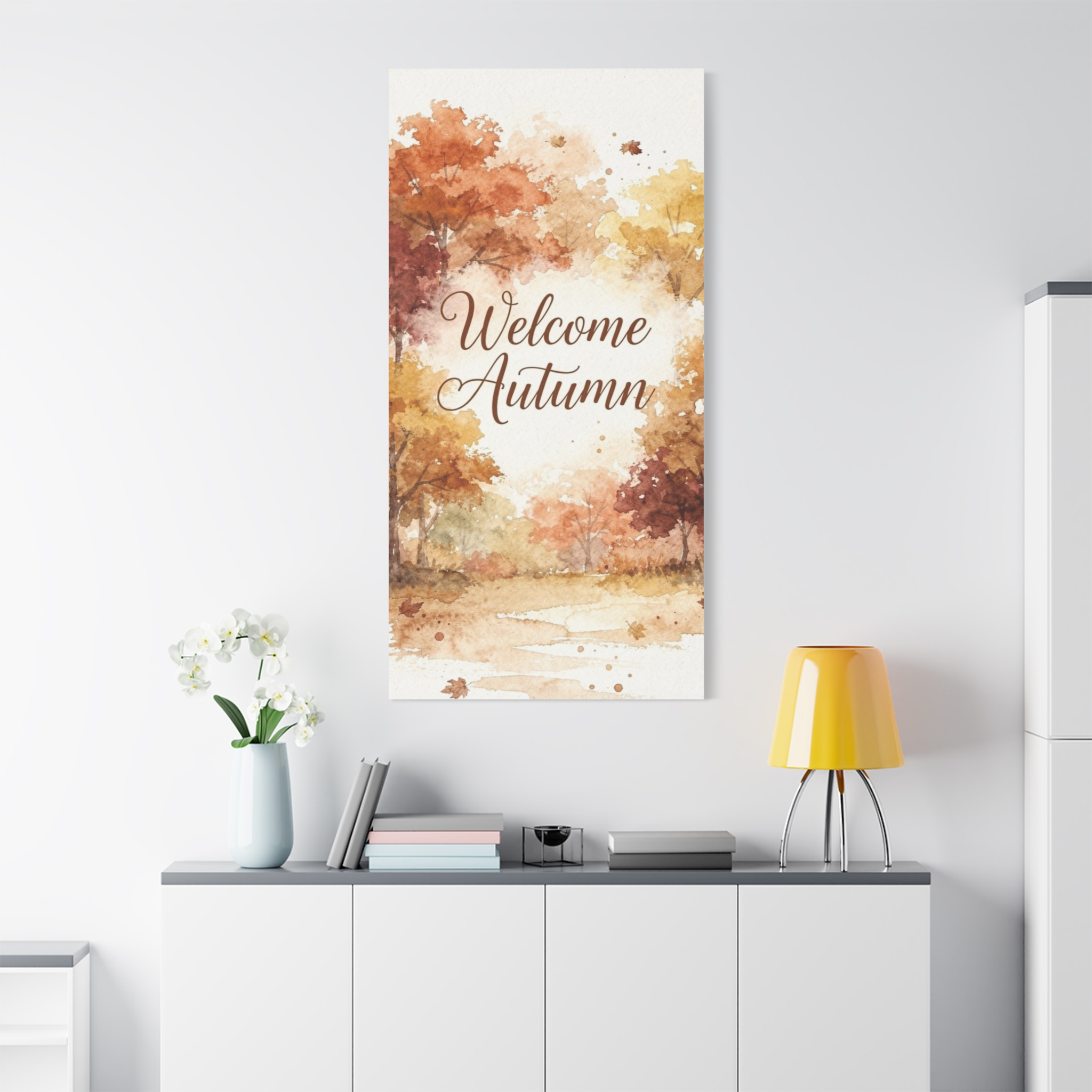 Welcome Autumn Matte Canvas Wall Art — Stretched Fall Home Decor