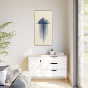 Abstract Blue Rain Cloud Matte Canvas Framed Wall Art