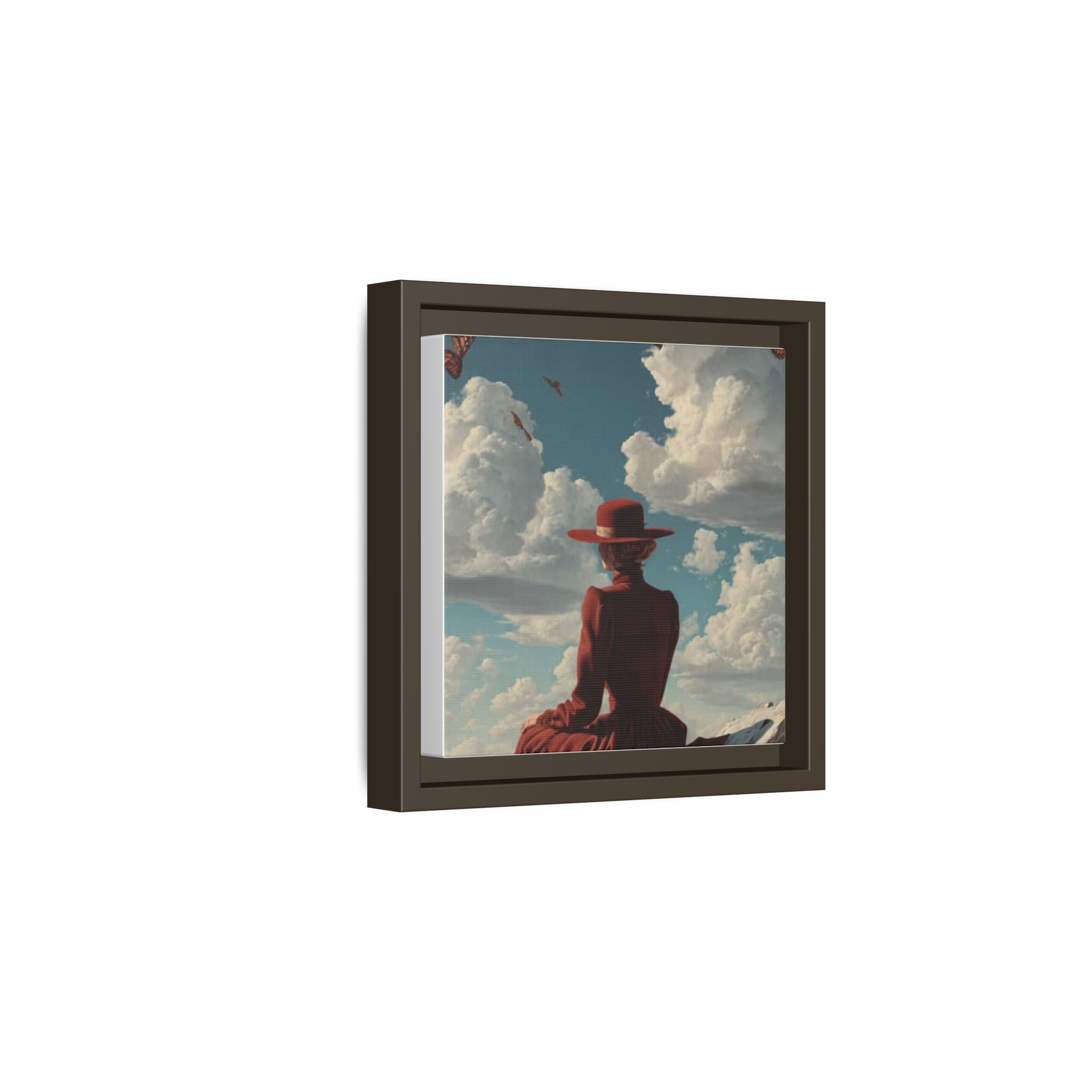 Framed Matte Canvas: Woman in Red Dress Sunset Sky Wall Art - Image 26