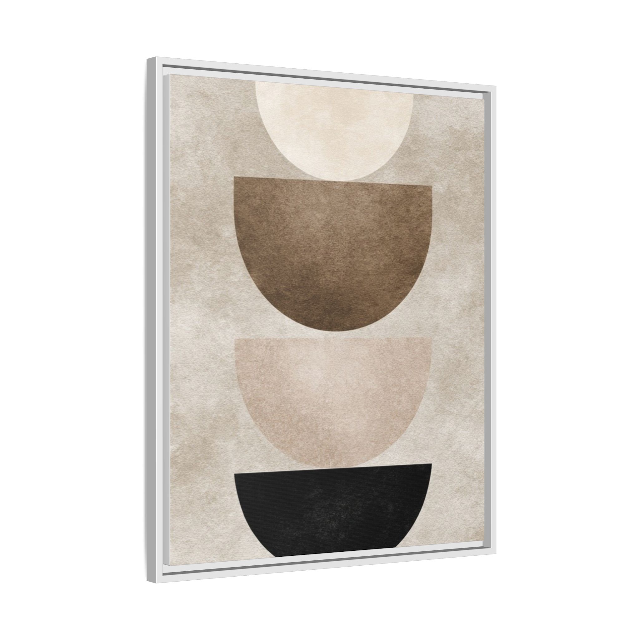 Abstract Neutral Geometric Canvas Print — Stacked Circles Framed Wall Art - Image 250