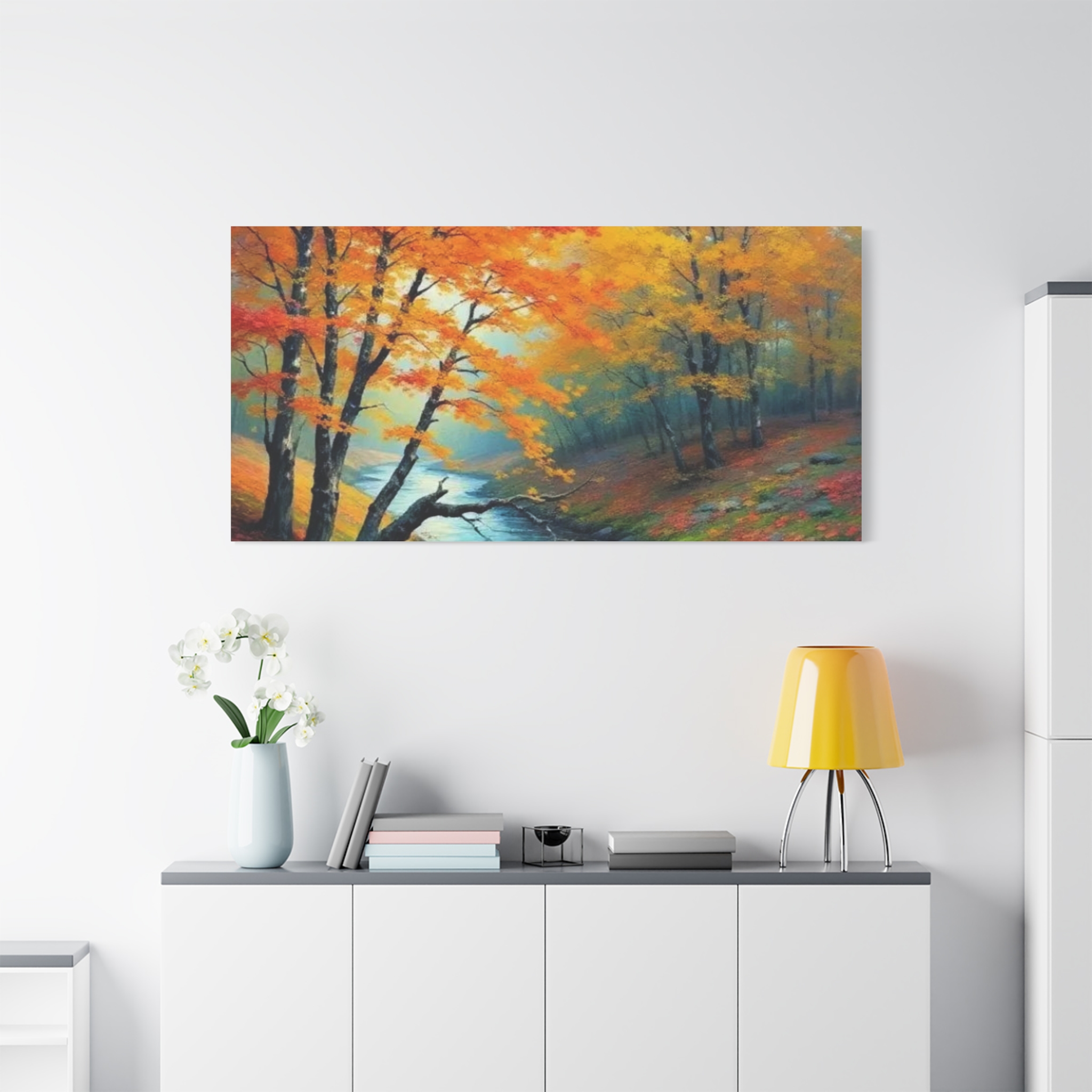 Autumn River Canvas Wall Art — Stretched Matte Fall Landscape - Image 2