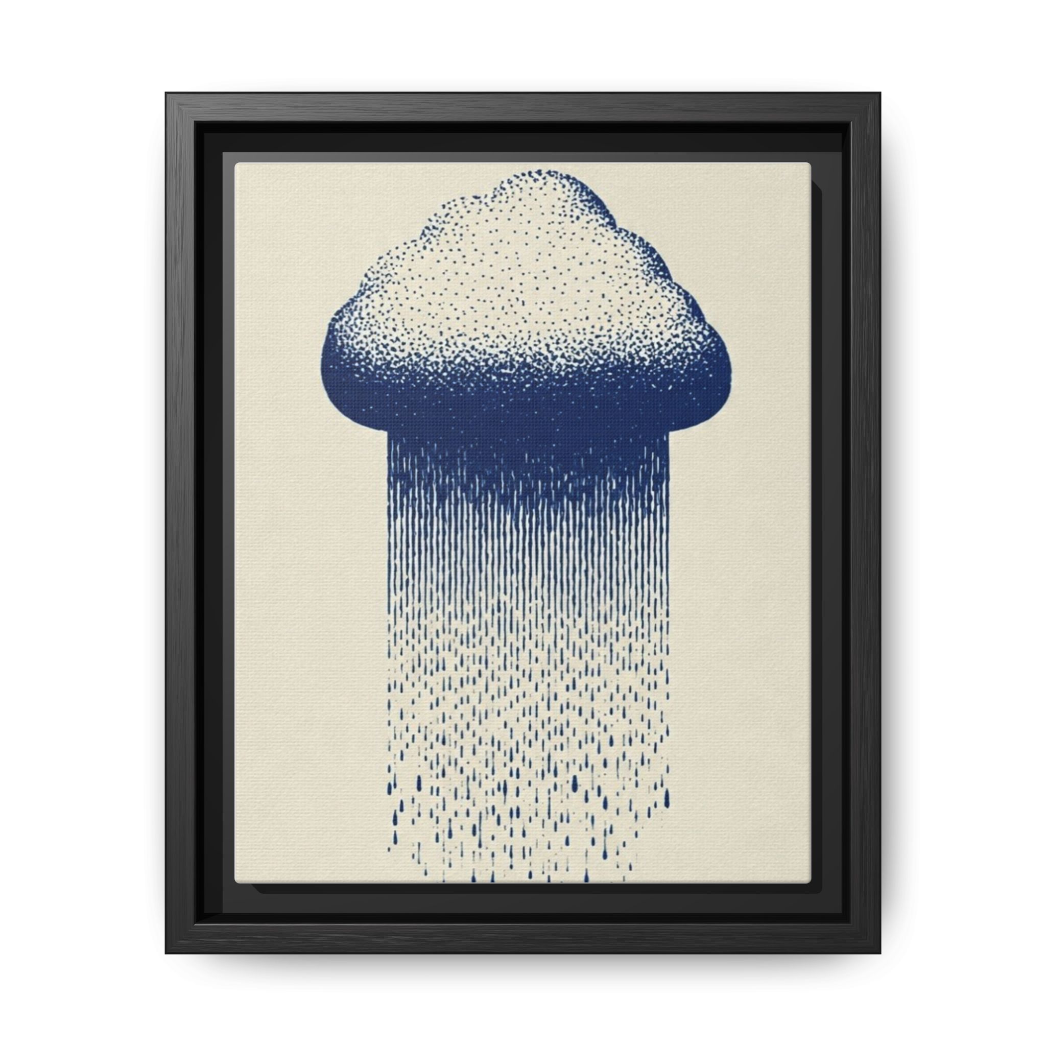 Framed Canvas Wall Art — Blue Rain Cloud Minimalist Print - Image 149