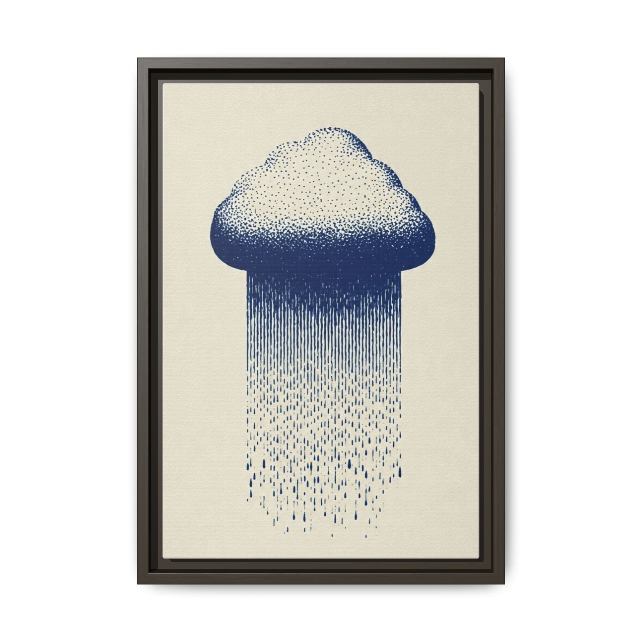 Framed Canvas Wall Art — Blue Rain Cloud Minimalist Print - Image 113