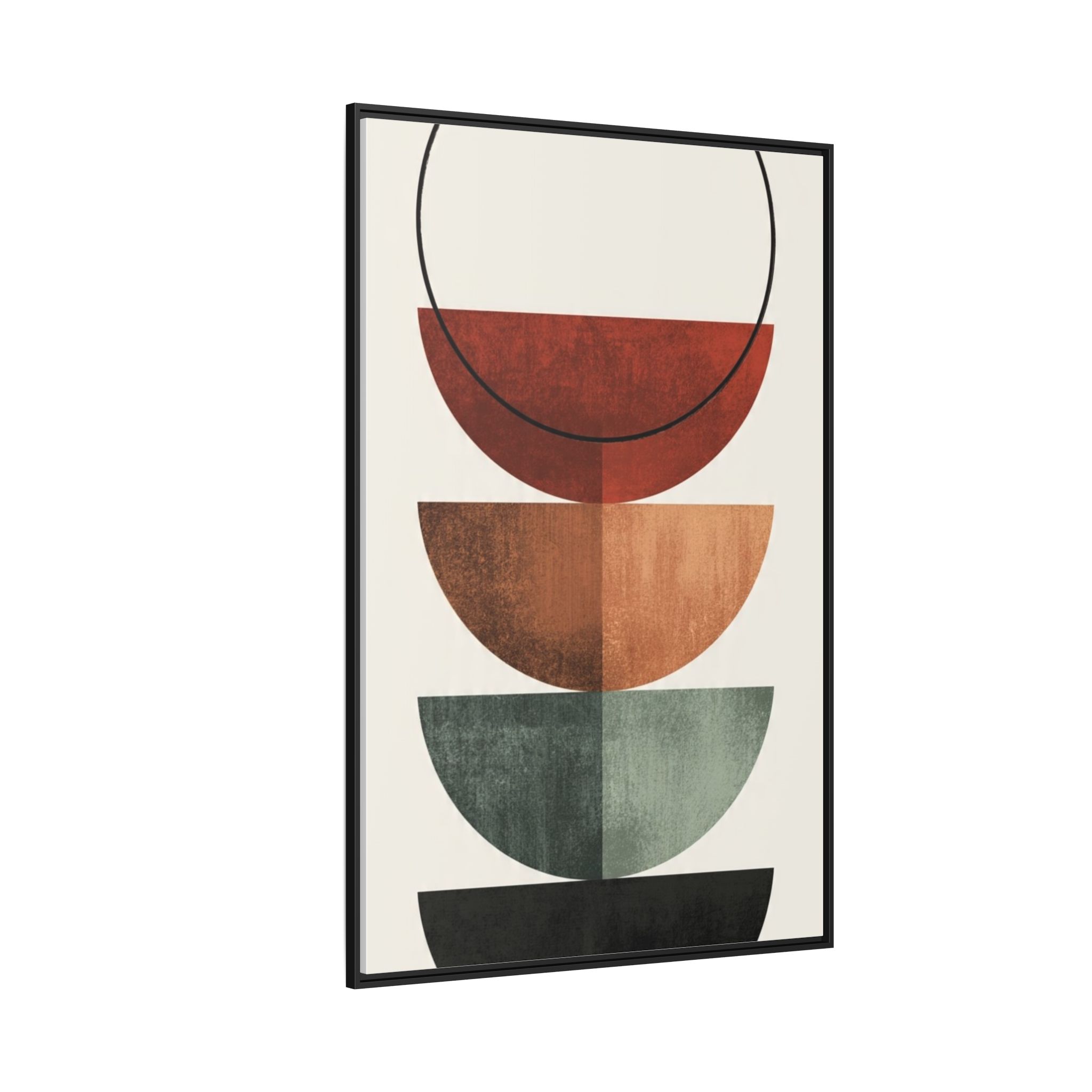 Abstract Stacked Semi-Circles Framed Canvas Wall Art — Mid-Century Modern Geometric Print - Image 58