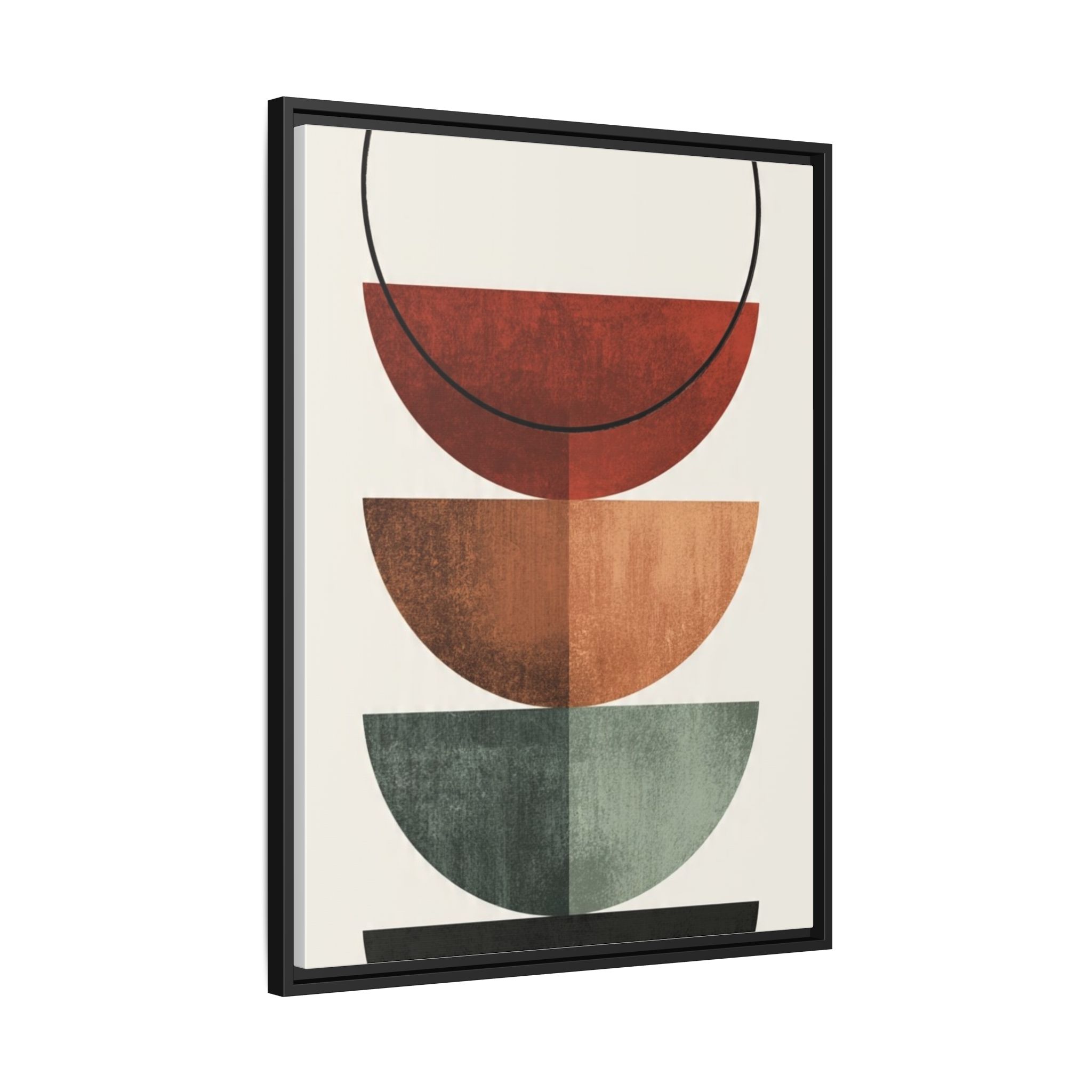 Abstract Stacked Semi-Circles Framed Canvas Wall Art — Mid-Century Modern Geometric Print - Image 206