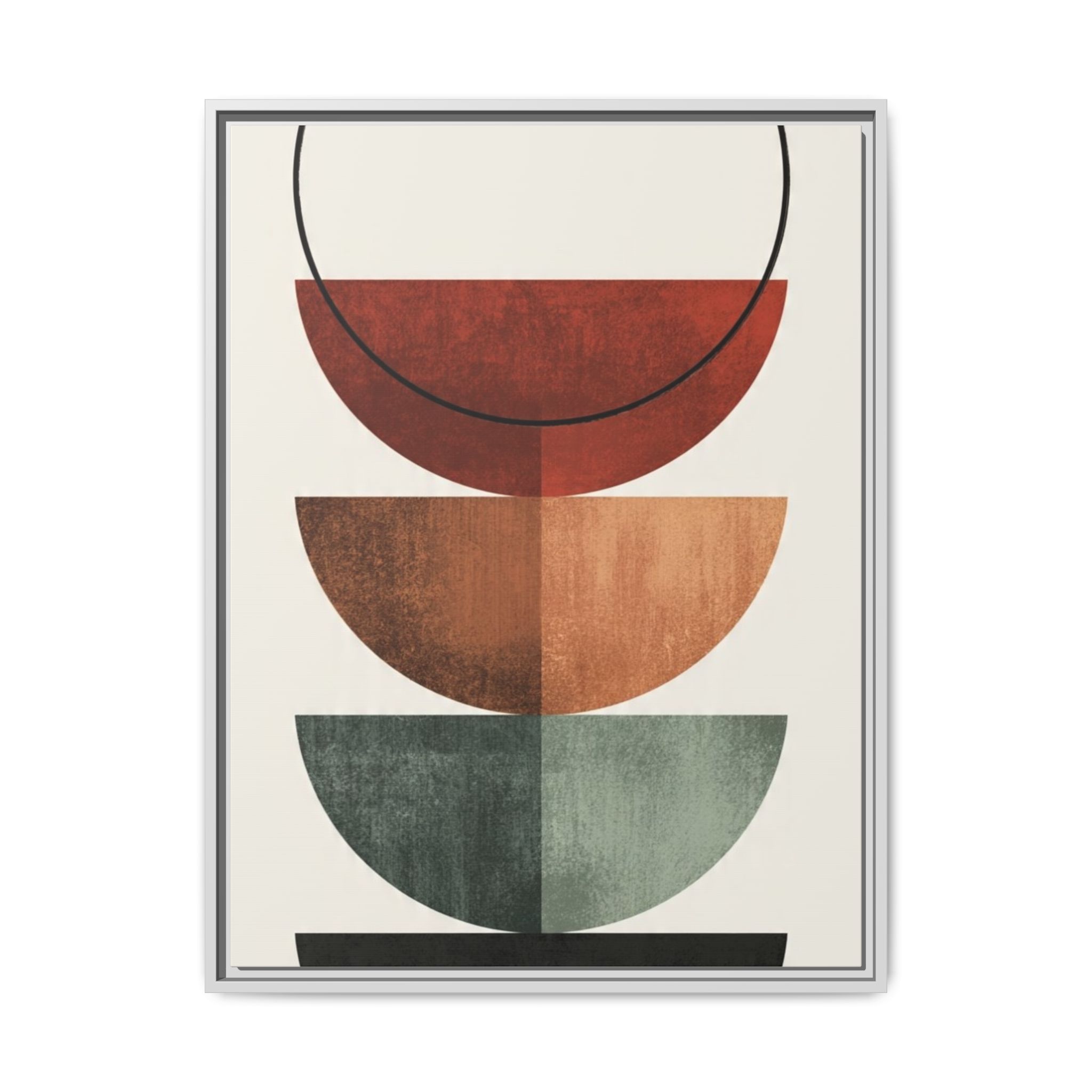 Abstract Stacked Semi-Circles Framed Canvas Wall Art — Mid-Century Modern Geometric Print - Image 193